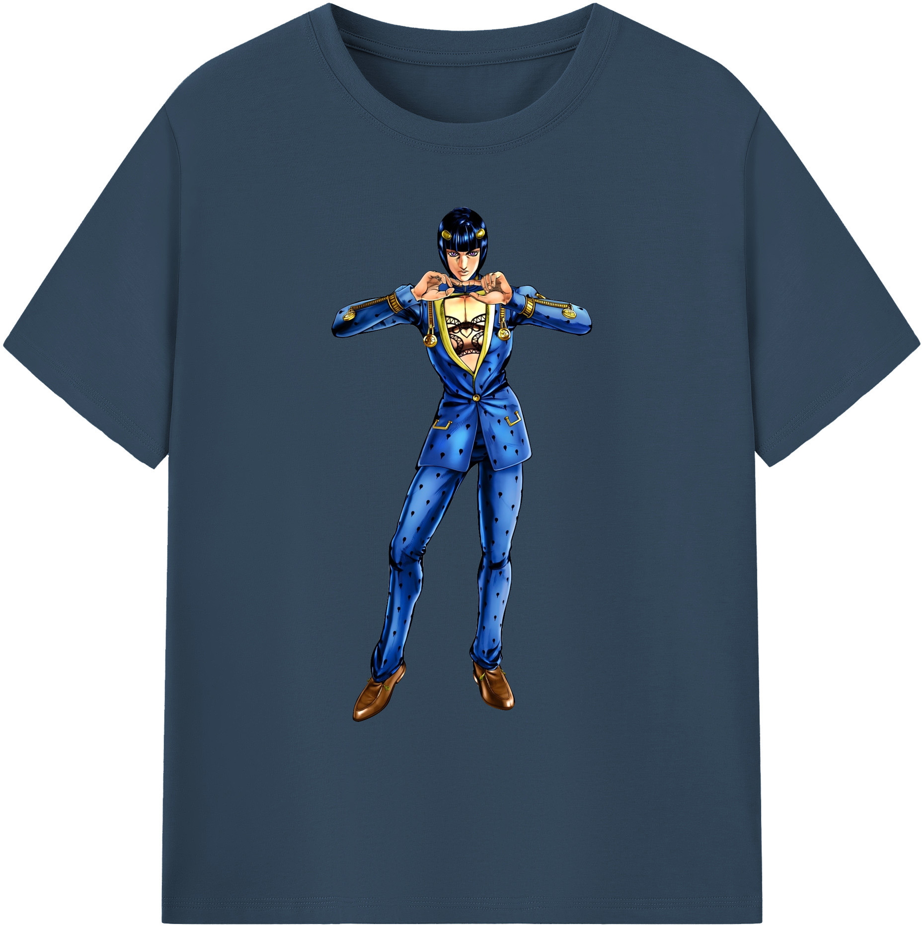 （画像用） ジョジョの奇妙な冒険 ブローノ?ブチャラティ JoJo's Bizarre Adventure Bruno Bucciarati 綿100％ メンズ半袖Tシャツ｜肌触りやわらか＆通気性