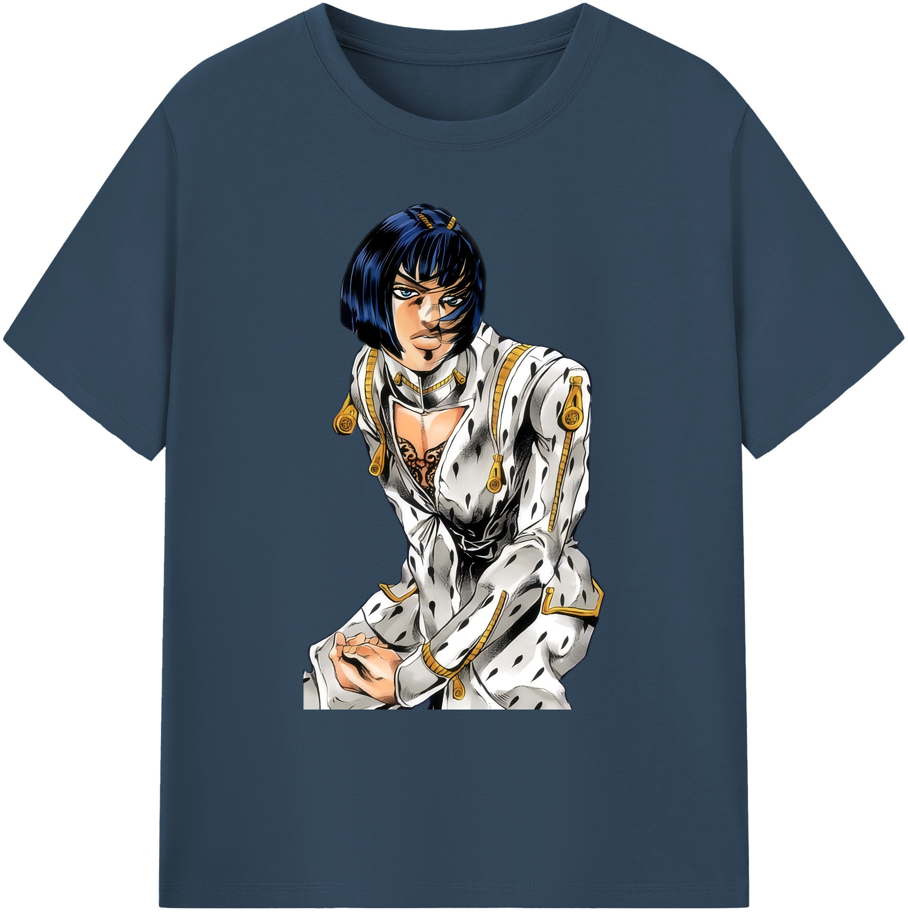 （画像用） ジョジョの奇妙な冒険 ブローノ?ブチャラティ JoJo's Bizarre Adventure Bruno Bucciarati 綿100％ メンズ半袖Tシャツ｜肌触りやわらか＆通気性