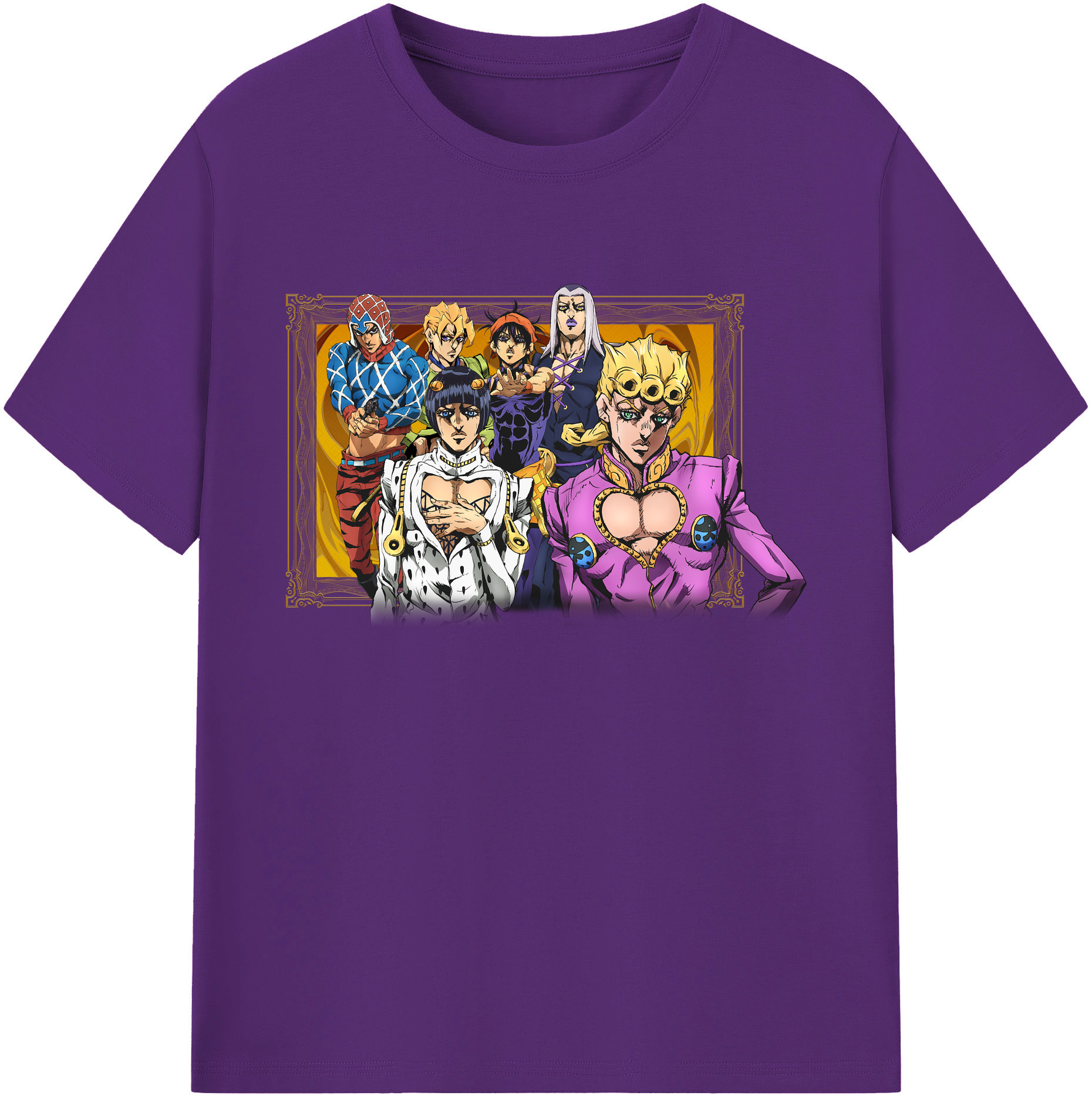 （画像用） ジョジョの奇妙な冒険 ジョルノ?ジョバァーナ JoJo's Bizarre Adventure Giorno Giovanna 綿100％ メンズ半袖Tシャツ｜肌触りやわらか＆通気性