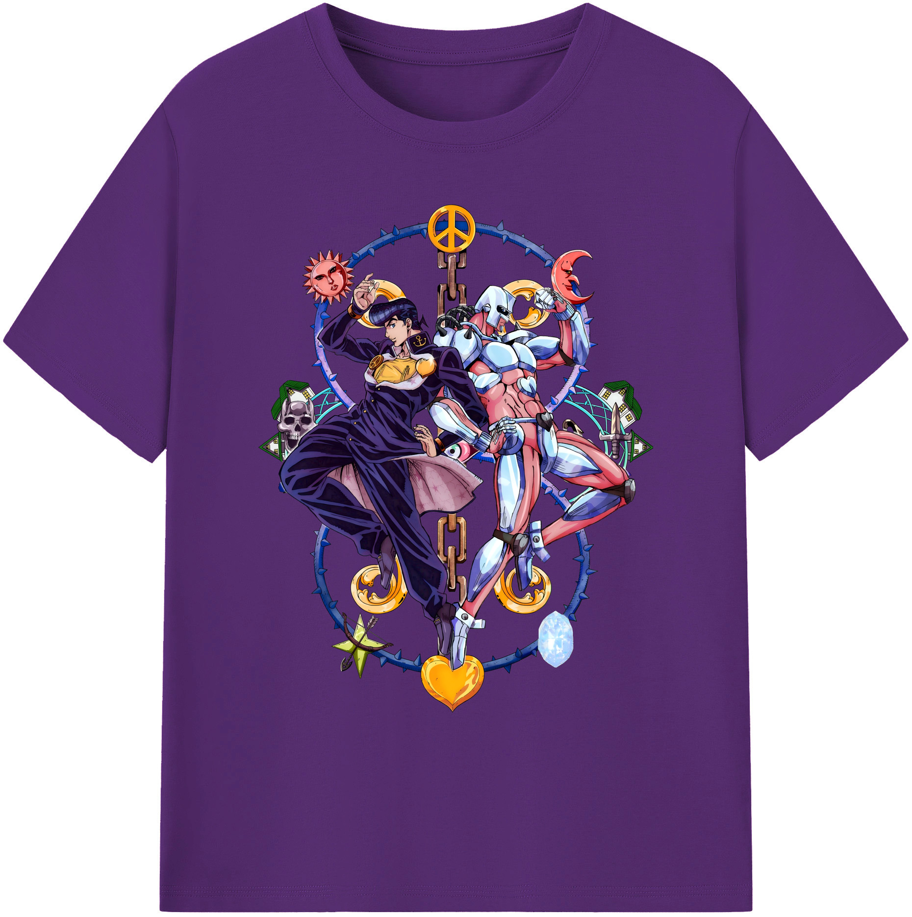 （画像用） ジョジョの奇妙な冒険 ひがしかた じょうすけ JoJo's Bizarre Adventure Higashikata Josuke 綿100％ メンズ半袖Tシャツ｜肌触りやわらか＆通気性