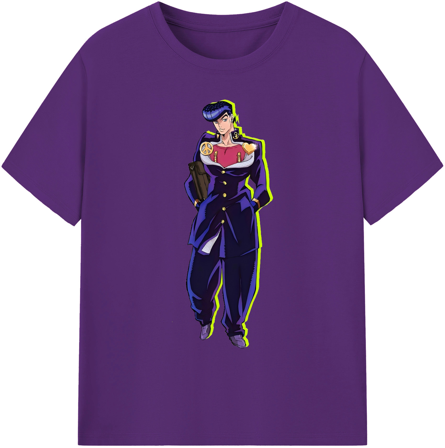 （画像用） ジョジョの奇妙な冒険 ひがしかた じょうすけ JoJo's Bizarre Adventure Higashikata Josuke 綿100％ メンズ半袖Tシャツ｜肌触りやわらか＆通気性