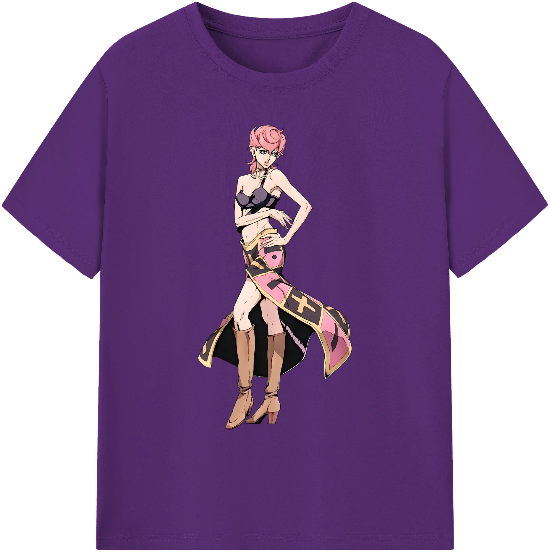 （画像用） ジョジョの奇妙な冒険 トリッシュ?ウナ JoJo's Bizarre Adventure Trish Una 綿100％ メンズ半袖Tシャツ｜肌触りやわらか＆通気性