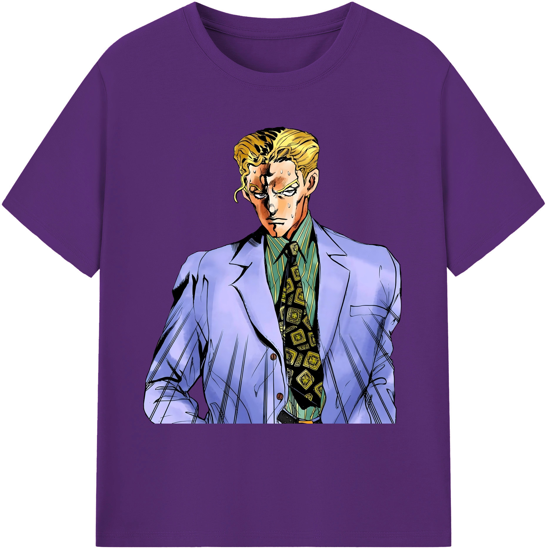 （画像用） ジョジョの奇妙な冒険 きら よしかげ JoJo's Bizarre Adventure Kira Yoshikage 綿100％ メンズ半袖Tシャツ｜肌触りやわらか＆通気性