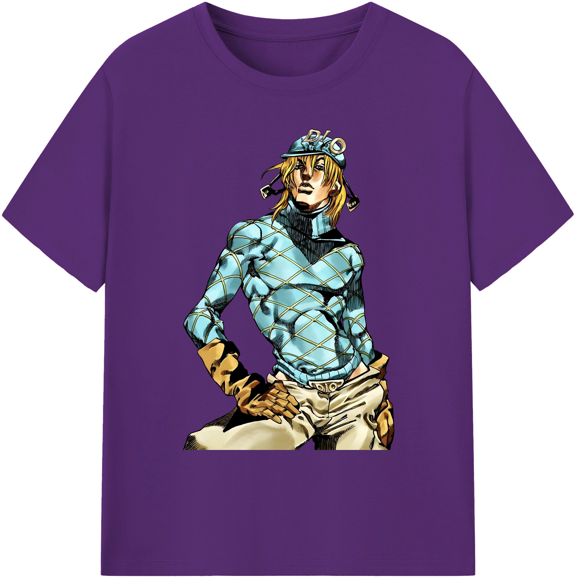 （画像用） ジョジョの奇妙な冒険 ディオ?ブランドー JoJo's Bizarre Adventure Dio Brando 綿100％ メンズ半袖Tシャツ｜肌触りやわらか＆通気性