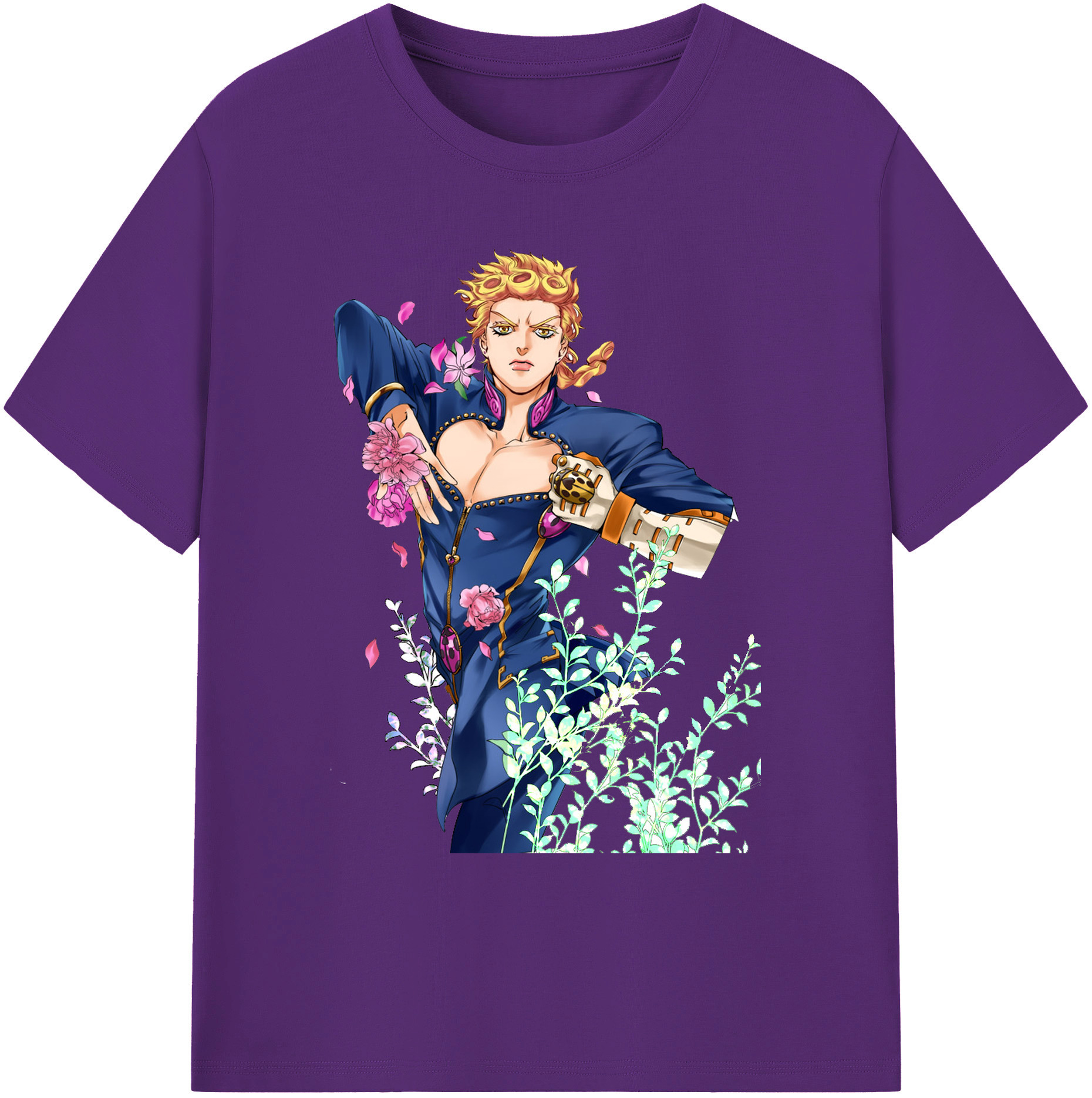 （画像用） ジョジョの奇妙な冒険 ジョルノ?ジョバァーナ JoJo's Bizarre Adventure Giorno Giovanna 綿100％ メンズ半袖Tシャツ｜肌触りやわらか＆通気性