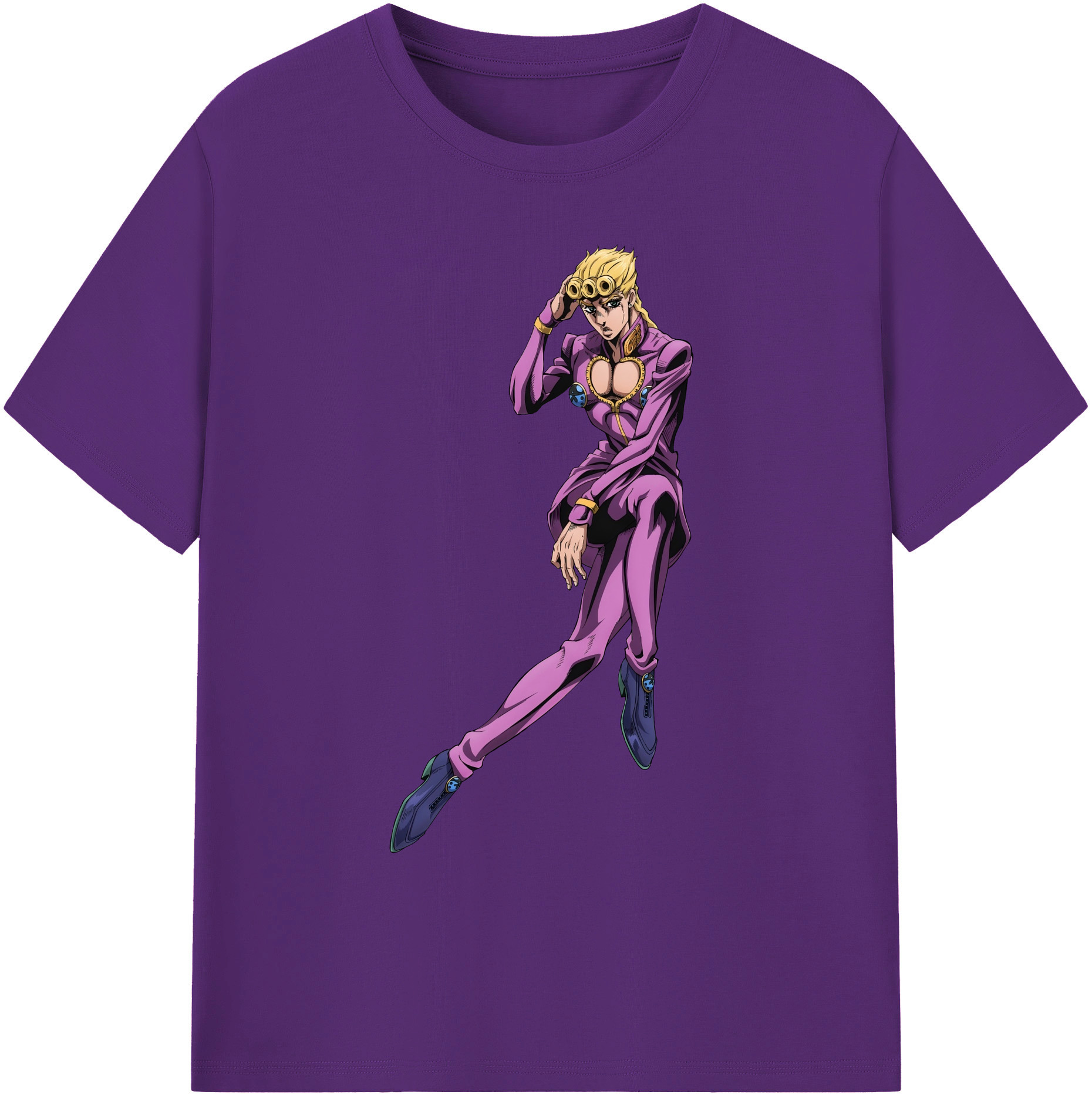 （画像用） ジョジョの奇妙な冒険 ジョルノ?ジョバァーナ JoJo's Bizarre Adventure Giorno Giovanna 綿100％ メンズ半袖Tシャツ｜肌触りやわらか＆通気性