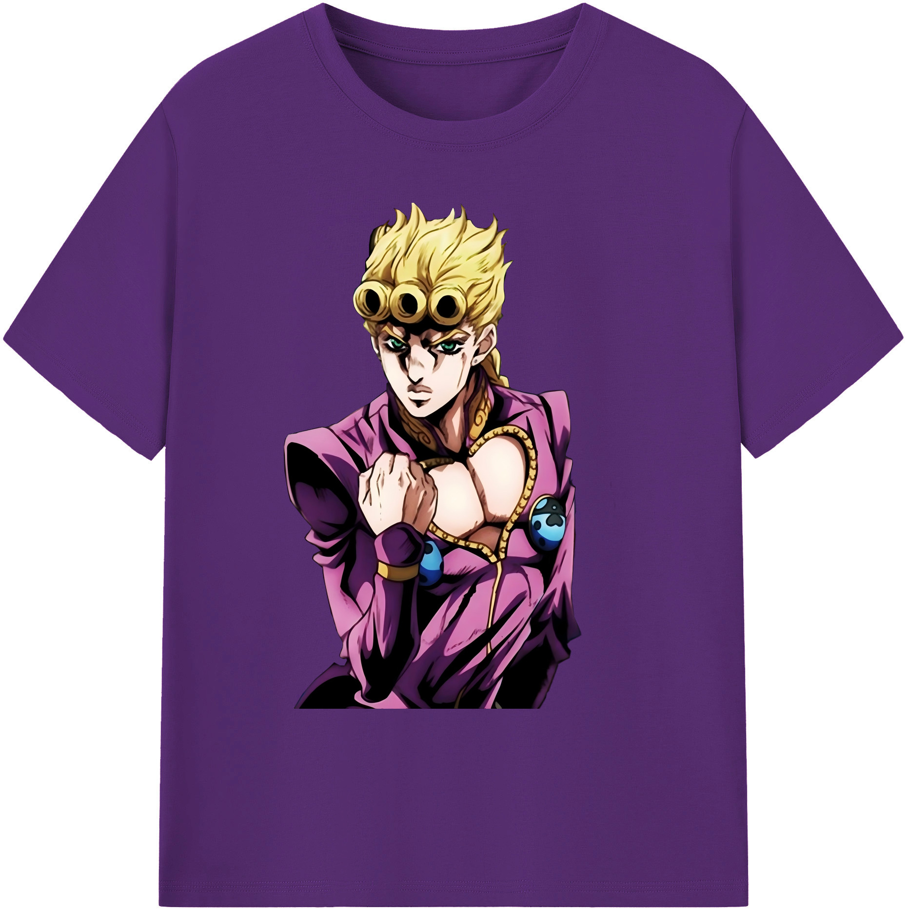 （画像用） ジョジョの奇妙な冒険 ジョルノ?ジョバァーナ JoJo's Bizarre Adventure Giorno Giovanna 綿100％ メンズ半袖Tシャツ｜肌触りやわらか＆通気性