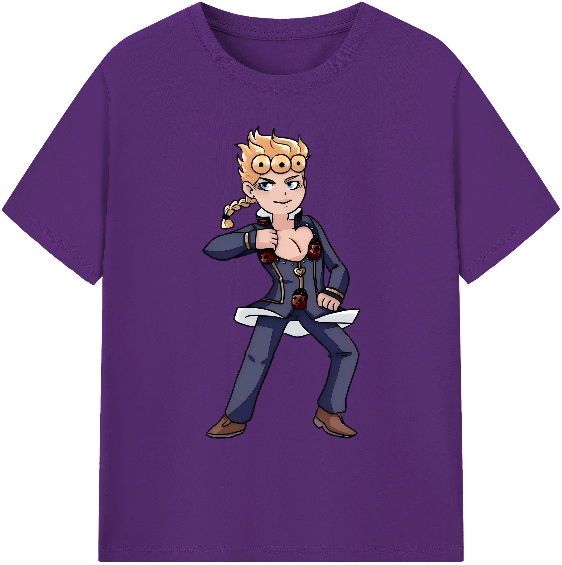 （画像用） ジョジョの奇妙な冒険 ジョルノ?ジョバァーナ JoJo's Bizarre Adventure Giorno Giovanna 綿100％ メンズ半袖Tシャツ｜肌触りやわらか＆通気性