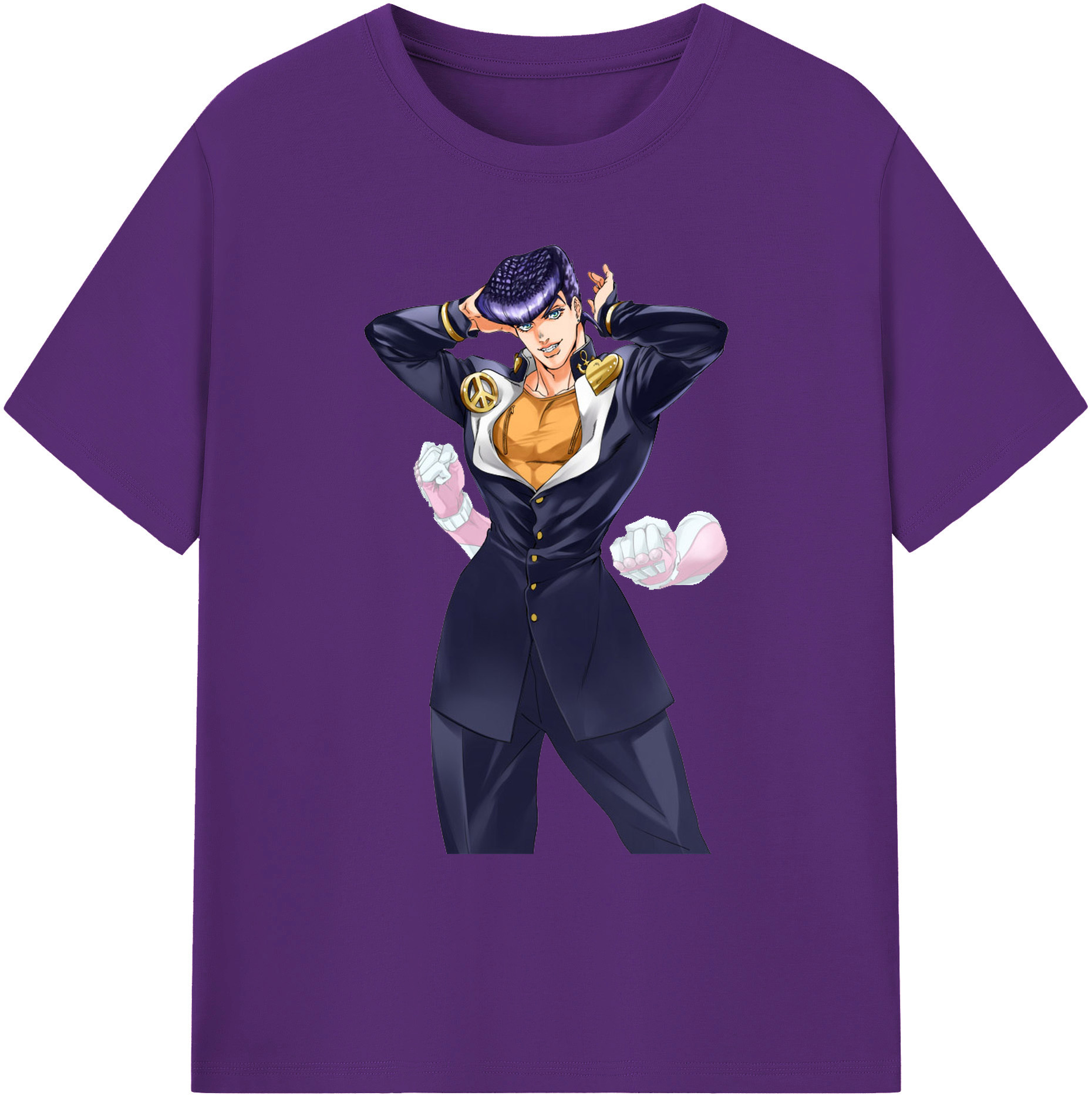 （画像用） ジョジョの奇妙な冒険 ひがしかた じょうすけ JoJo's Bizarre Adventure Higashikata Josuke 綿100％ メンズ半袖Tシャツ｜肌触りやわらか＆通気性