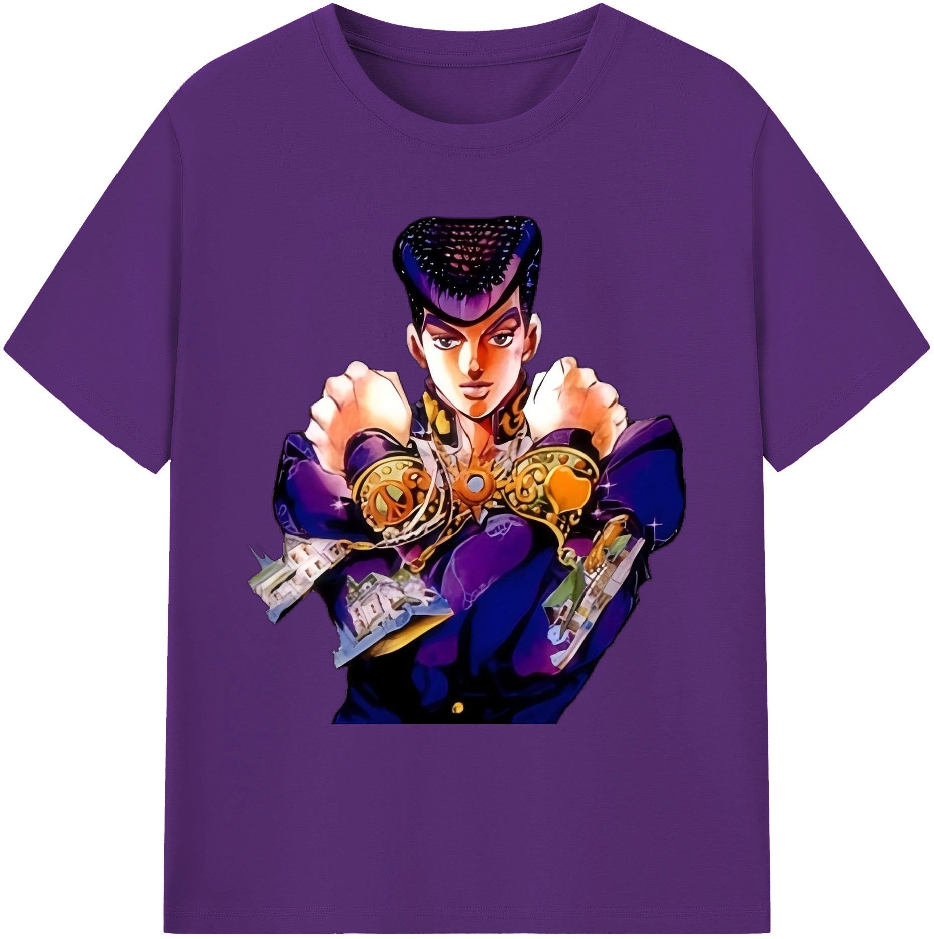 （画像用） ジョジョの奇妙な冒険 ひがしかた じょうすけ JoJo's Bizarre Adventure Higashikata Josuke 綿100％ メンズ半袖Tシャツ｜肌触りやわらか＆通気性