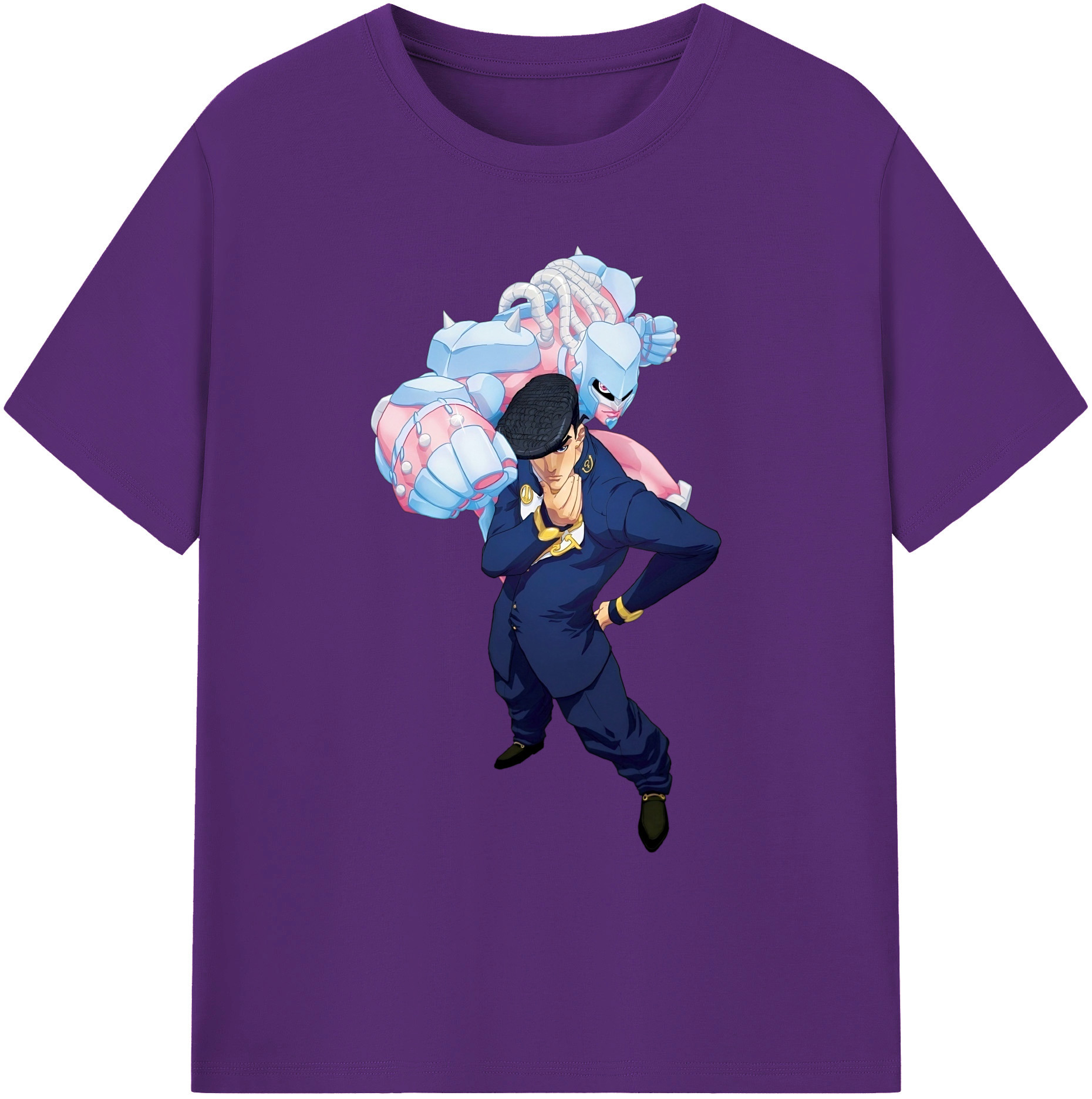 （画像用） ジョジョの奇妙な冒険 ひがしかた じょうすけ JoJo's Bizarre Adventure Higashikata Josuke 綿100％ メンズ半袖Tシャツ｜肌触りやわらか＆通気性
