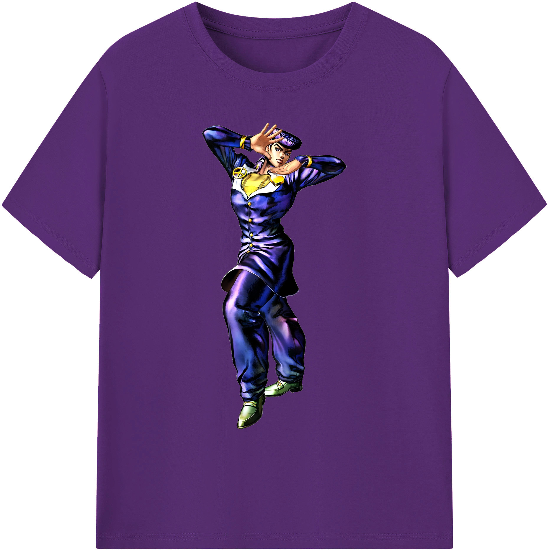 （画像用） ジョジョの奇妙な冒険 ひがしかた じょうすけ JoJo's Bizarre Adventure Higashikata Josuke 綿100％ メンズ半袖Tシャツ｜肌触りやわらか＆通気性