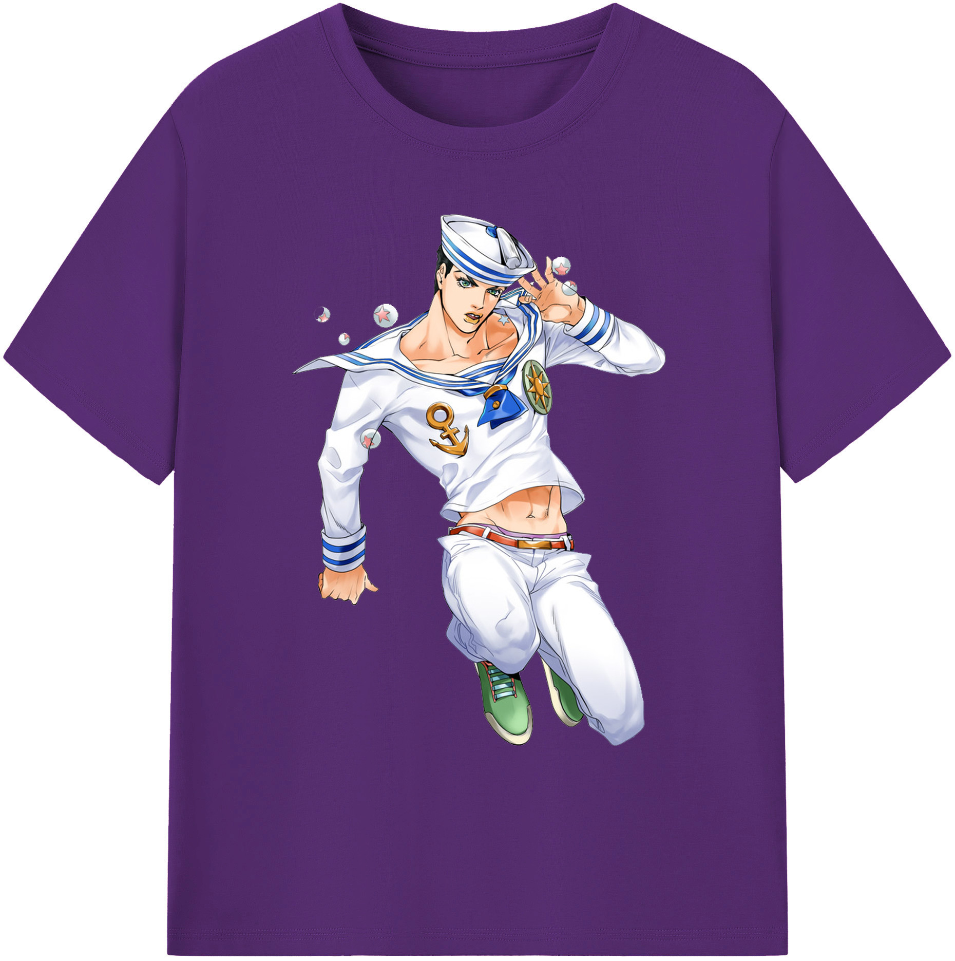 （画像用） ジョジョの奇妙な冒険 東方定助 JoJo's Bizarre Adventure Higashikata Josuke 綿100％ メンズ半袖Tシャツ｜肌触りやわらか＆通気性