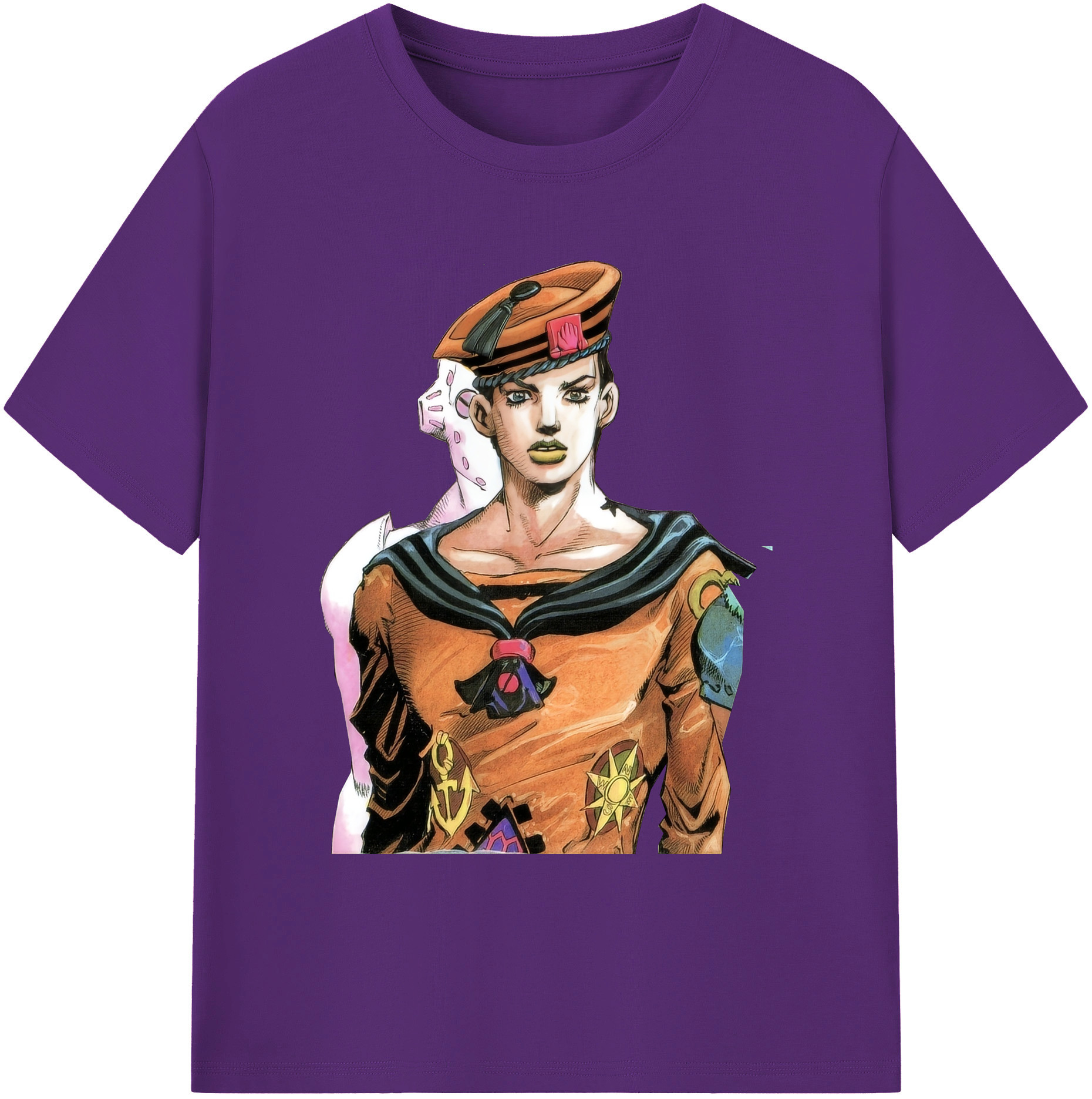 （画像用） ジョジョの奇妙な冒険 東方定助 JoJo's Bizarre Adventure Higashikata Josuke 綿100％ メンズ半袖Tシャツ｜肌触りやわらか＆通気性