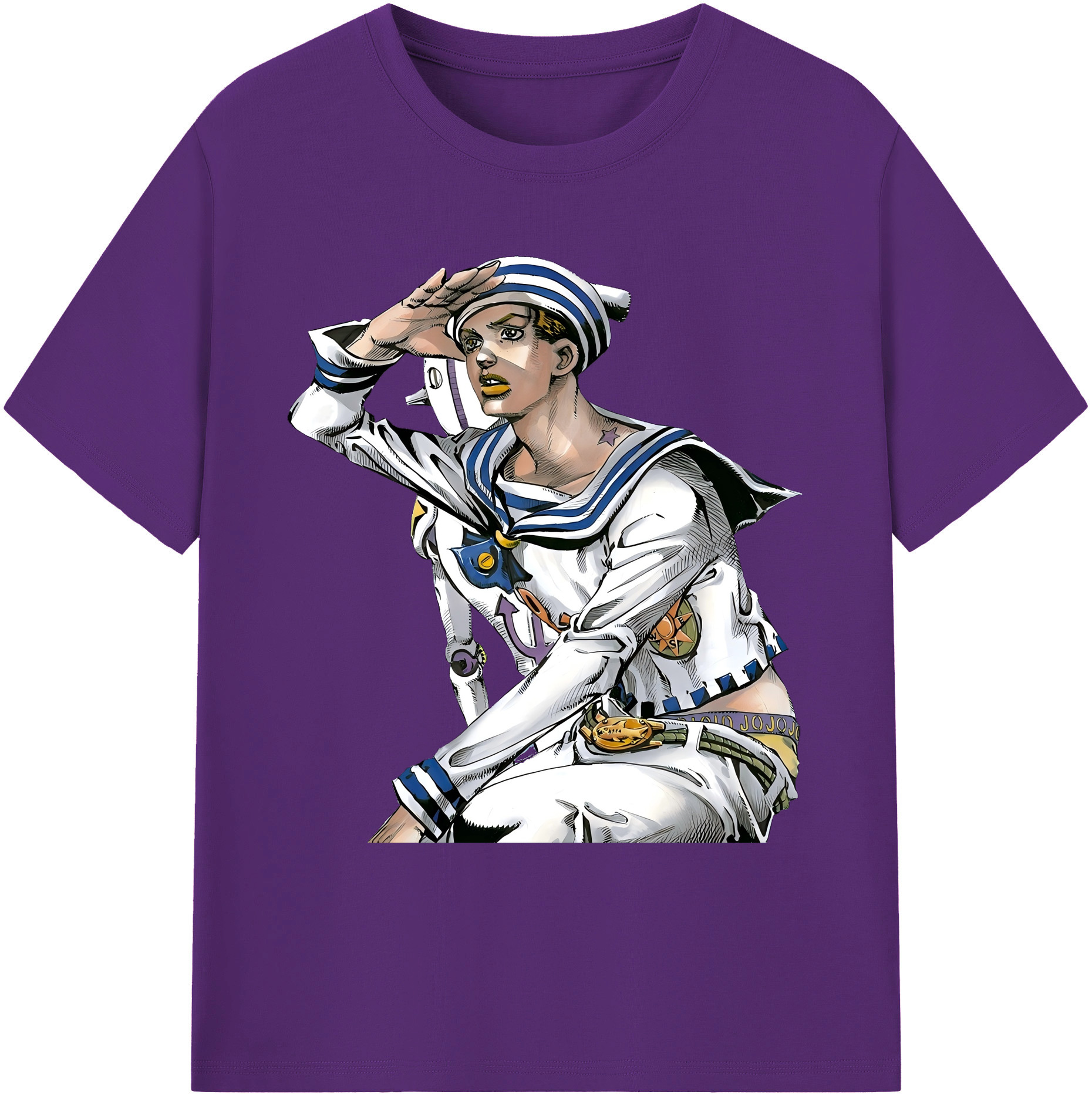 （画像用） ジョジョの奇妙な冒険 東方定助 JoJo's Bizarre Adventure Higashikata Josuke 綿100％ メンズ半袖Tシャツ｜肌触りやわらか＆通気性