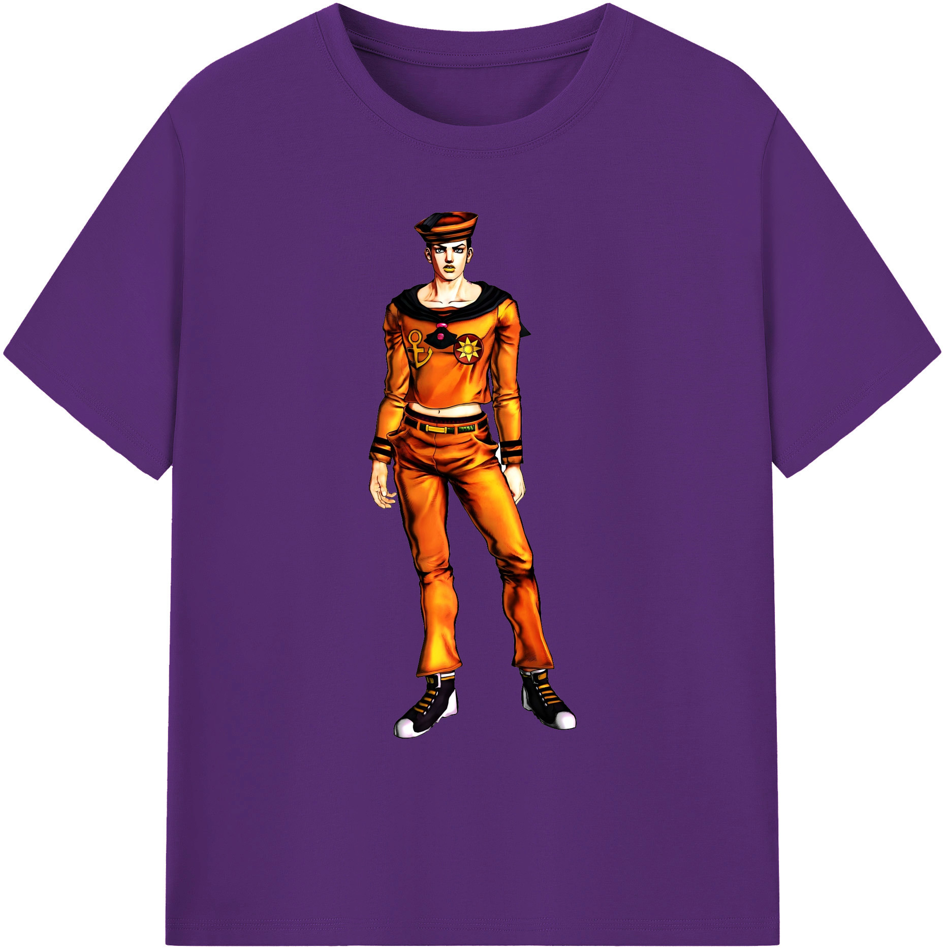 （画像用） ジョジョの奇妙な冒険 東方定助 JoJo's Bizarre Adventure Higashikata Josuke 綿100％ メンズ半袖Tシャツ｜肌触りやわらか＆通気性