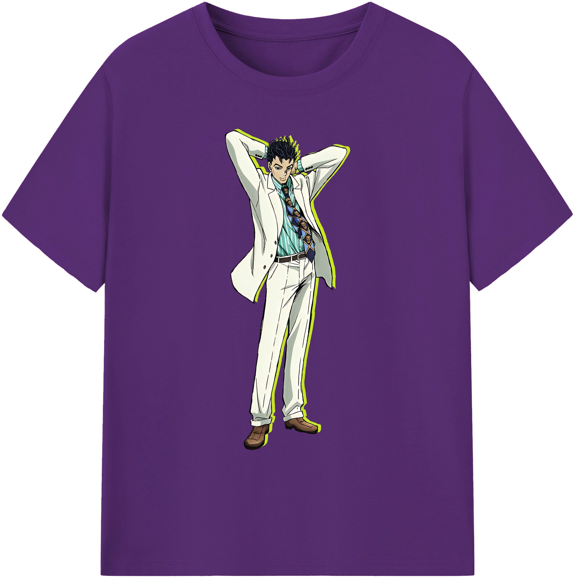 （画像用） ジョジョの奇妙な冒険 きら よしかげ JoJo's Bizarre Adventure Kira Yoshikage 綿100％ メンズ半袖Tシャツ｜肌触りやわらか＆通気性
