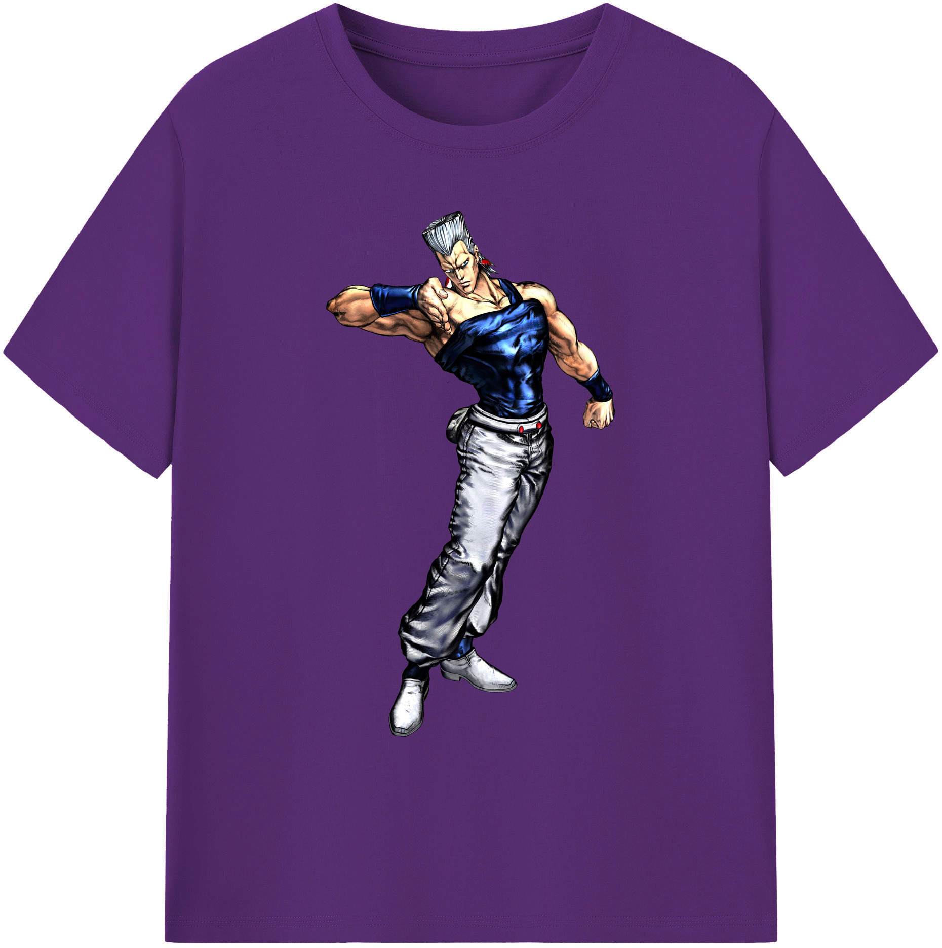 （画像用） ジョジョの奇妙な冒険 ジャン＝ピエール?ポルナレフ JoJo's Bizarre Adventure Jan Pierre Polnareff 綿100％ メンズ半袖Tシャツ｜肌触りやわらか＆通気性