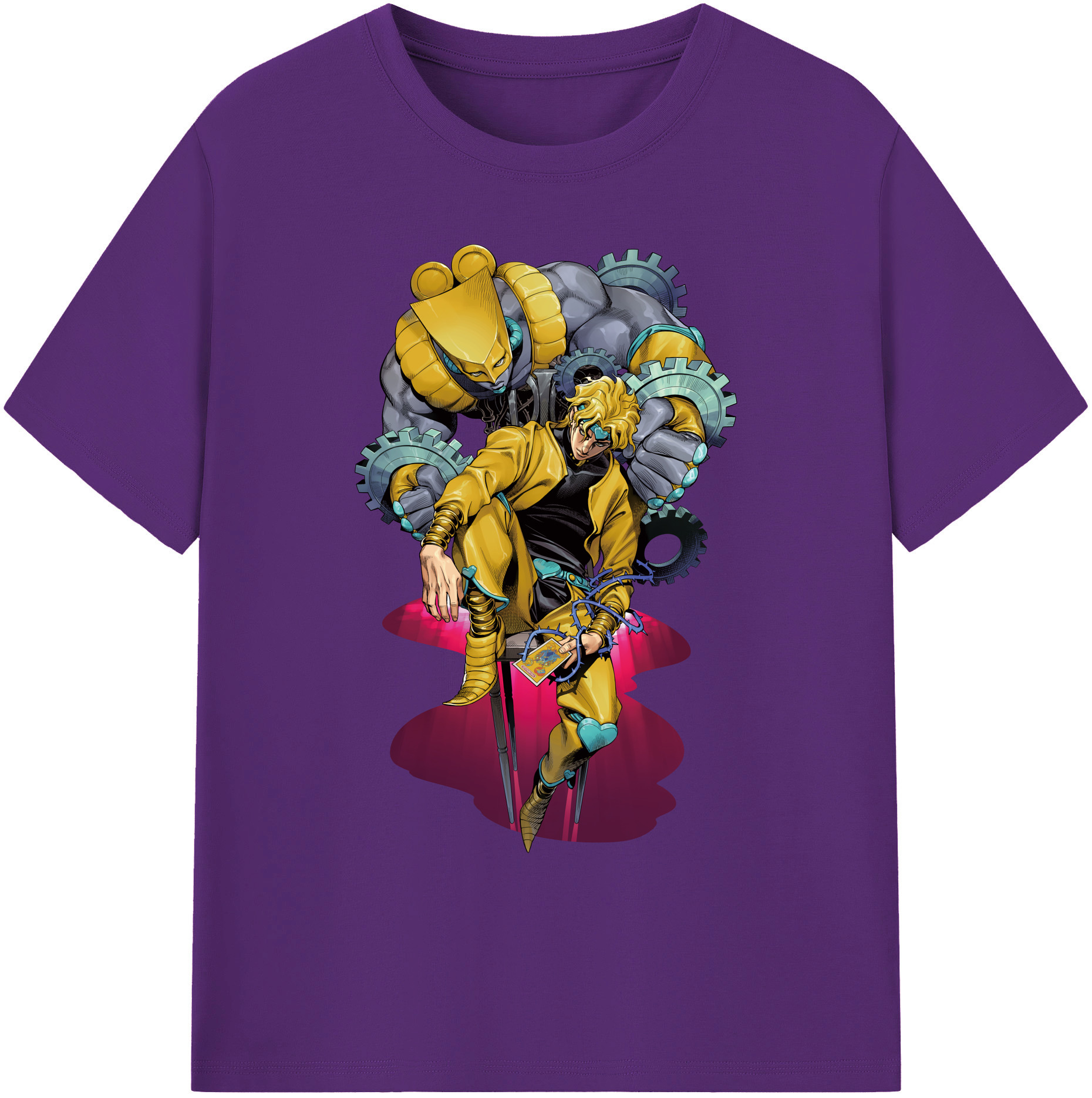 （画像用） ジョジョの奇妙な冒険 ディオ?ブランドー JoJo's Bizarre Adventure Dio Brando 綿100％ メンズ半袖Tシャツ｜肌触りやわらか＆通気性