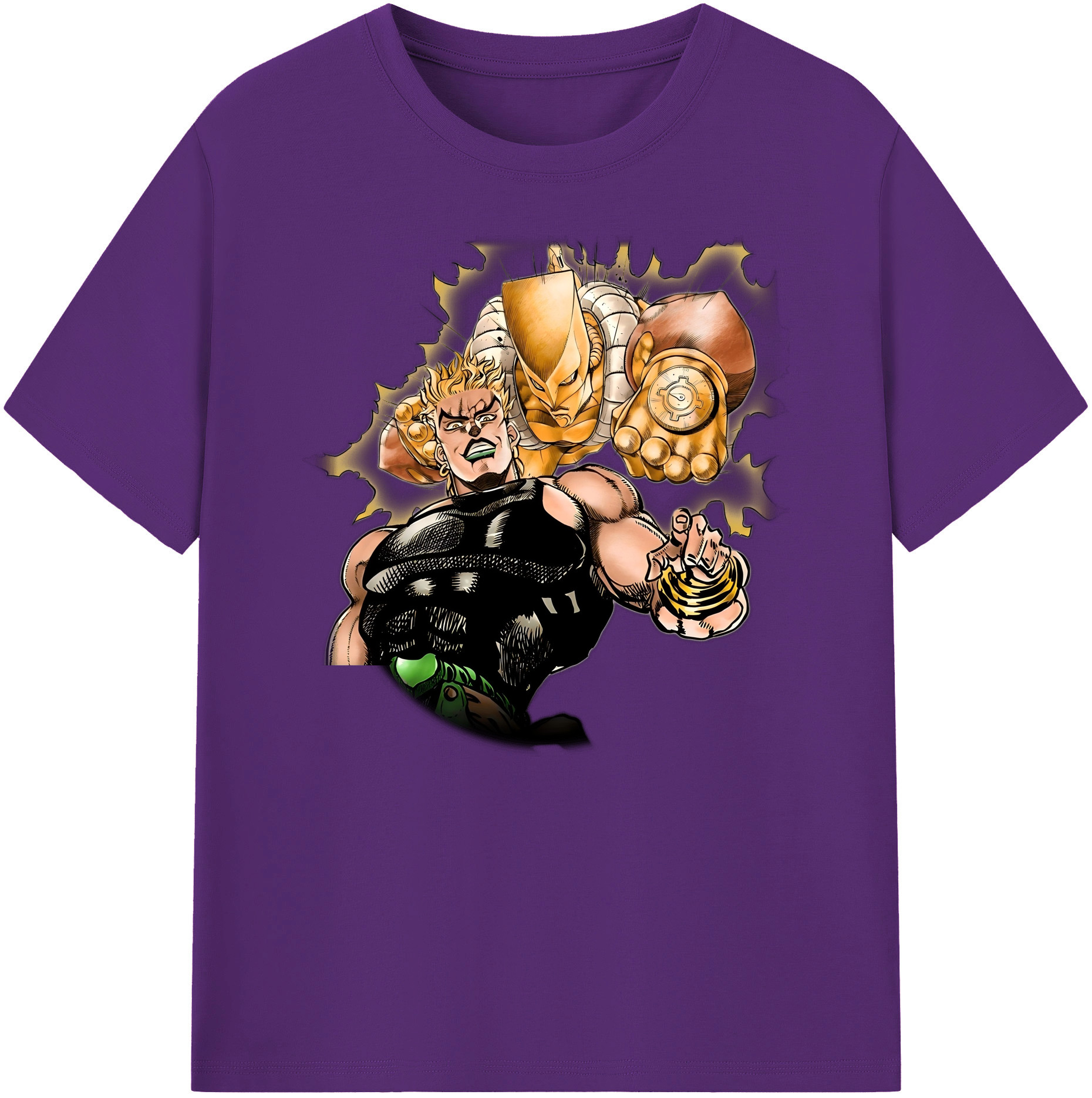 （画像用） ジョジョの奇妙な冒険 ディオ?ブランドー JoJo's Bizarre Adventure Dio Brando 綿100％ メンズ半袖Tシャツ｜肌触りやわらか＆通気性