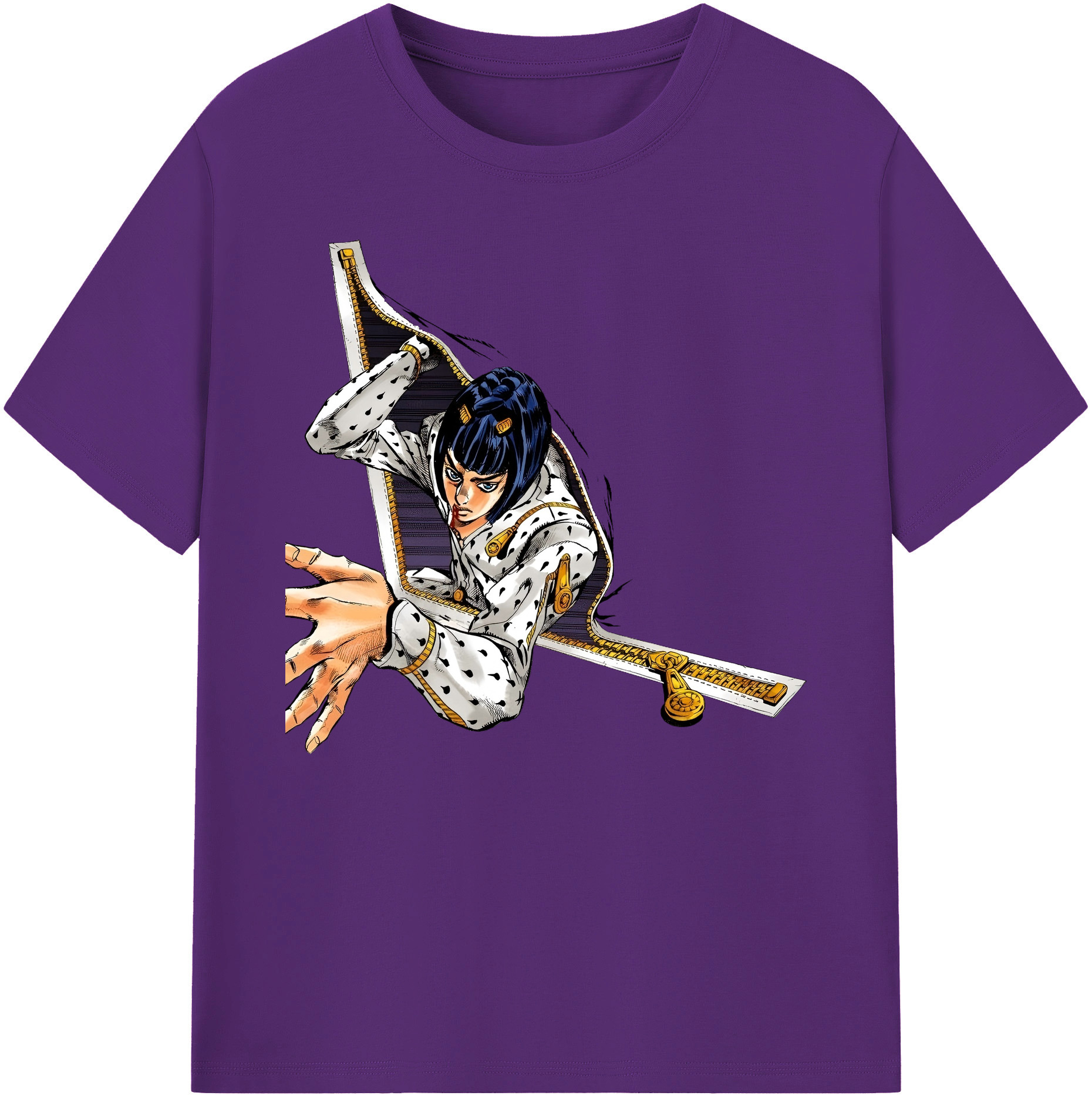 （画像用） ジョジョの奇妙な冒険 ブローノ?ブチャラティ JoJo's Bizarre Adventure Bruno Bucciarati 綿100％ メンズ半袖Tシャツ｜肌触りやわらか＆通気性