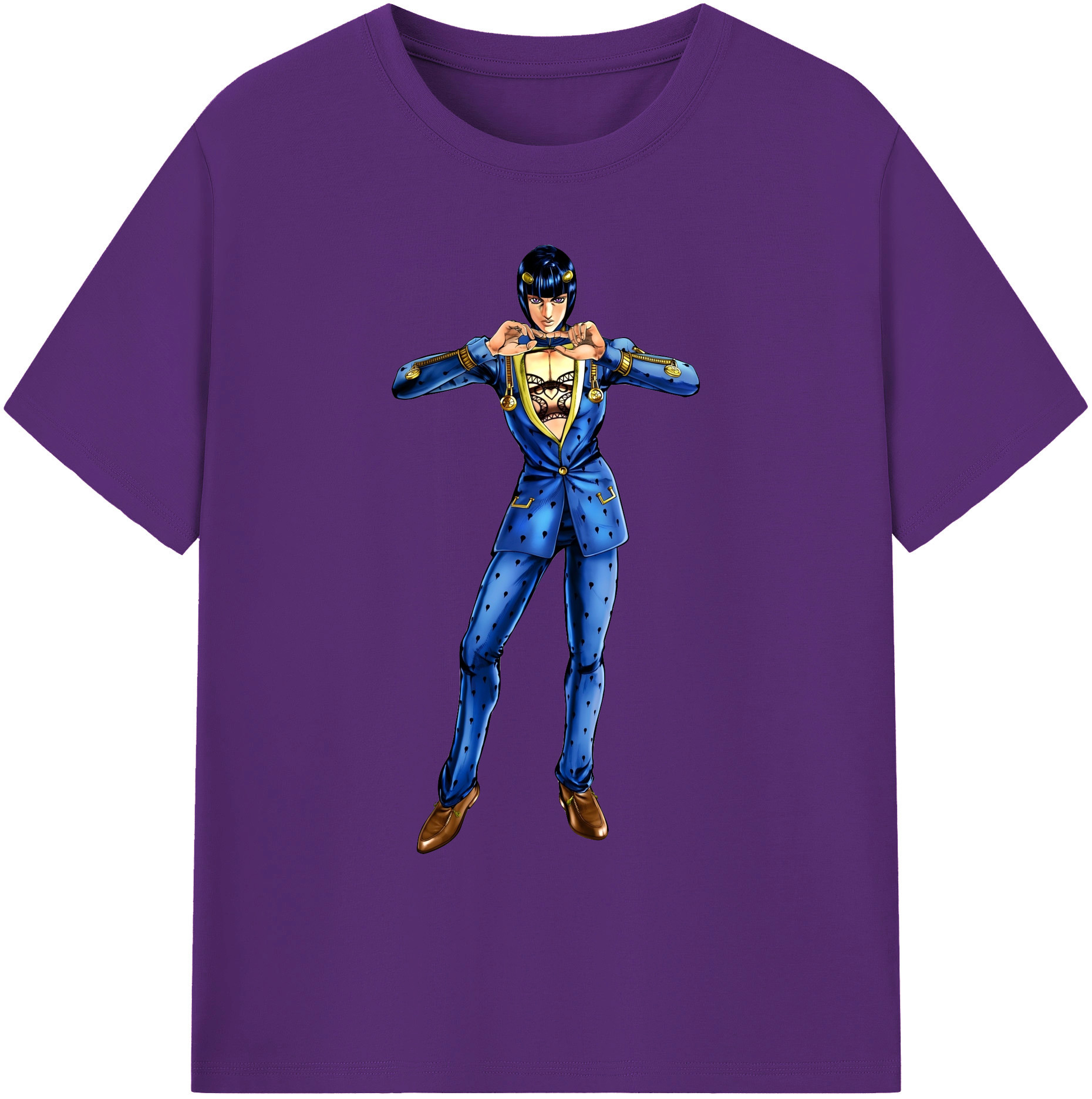 （画像用） ジョジョの奇妙な冒険 ブローノ?ブチャラティ JoJo's Bizarre Adventure Bruno Bucciarati 綿100％ メンズ半袖Tシャツ｜肌触りやわらか＆通気性