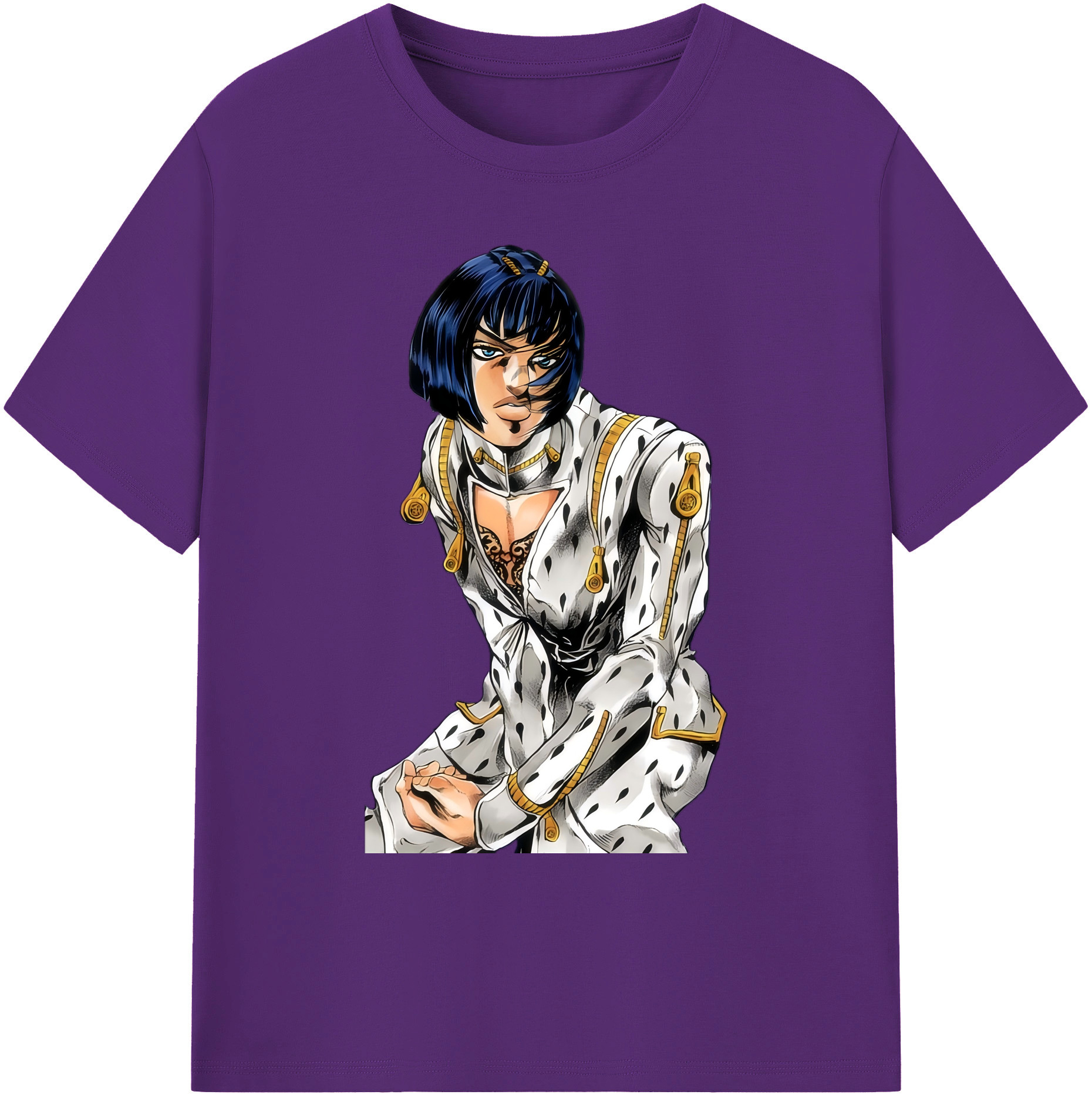 （画像用） ジョジョの奇妙な冒険 ブローノ?ブチャラティ JoJo's Bizarre Adventure Bruno Bucciarati 綿100％ メンズ半袖Tシャツ｜肌触りやわらか＆通気性