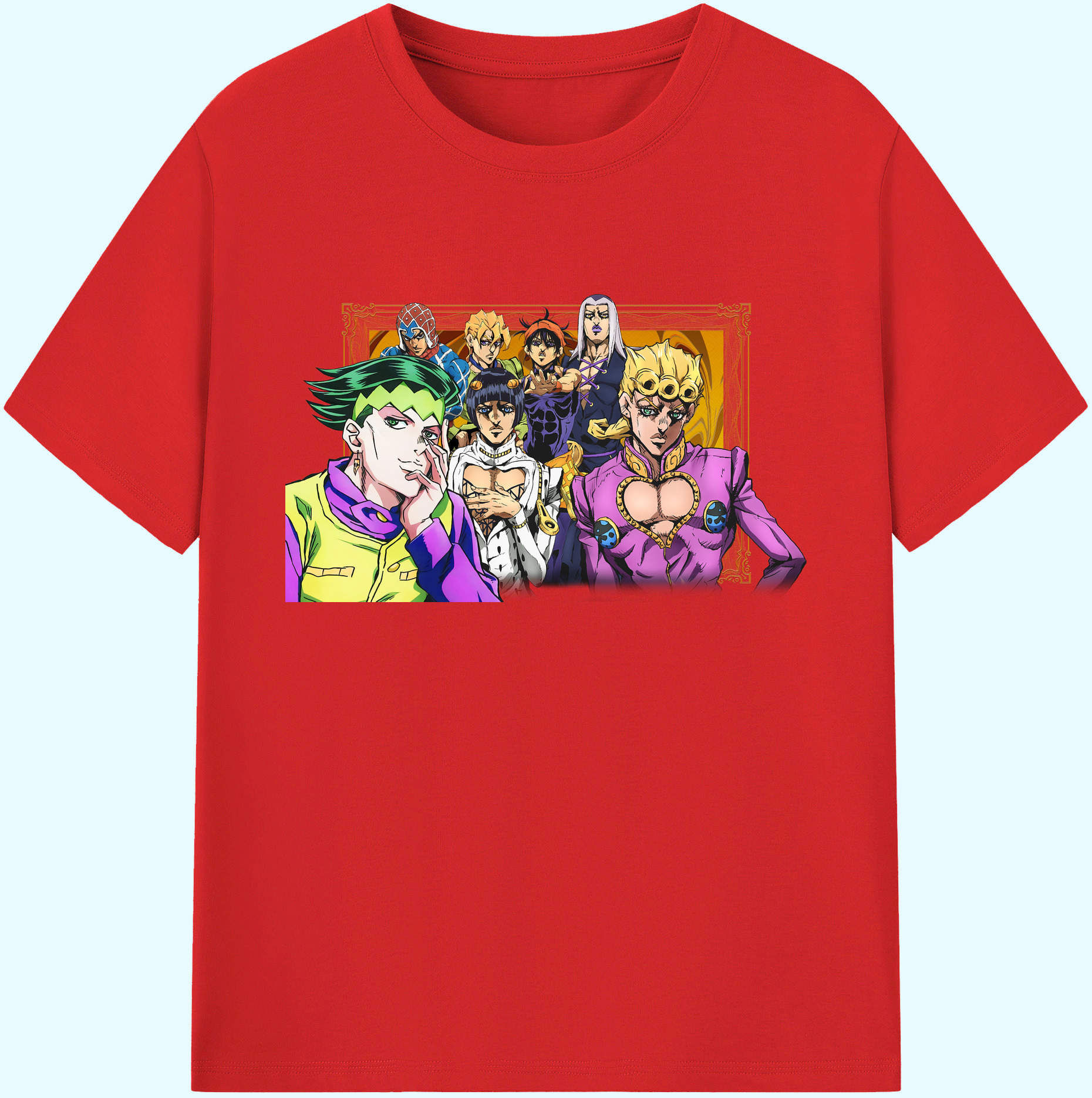 （画像用） ジョジョの奇妙な冒険 ジョルノ?ジョバァーナ JoJo's Bizarre Adventure Giorno Giovanna 綿100％ メンズ半袖Tシャツ｜肌触りやわらか＆通気性