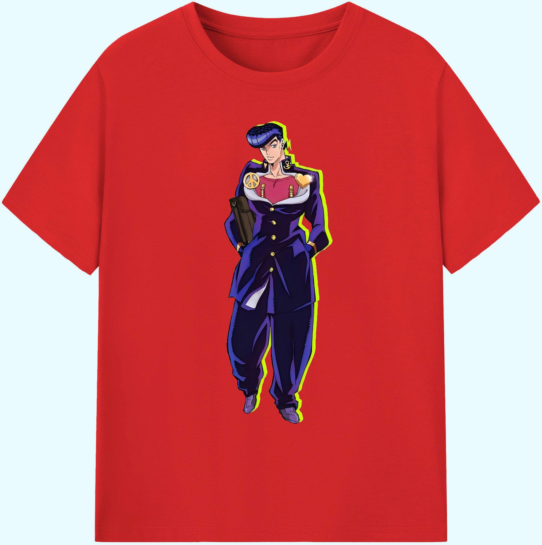 （画像用） ジョジョの奇妙な冒険 ひがしかた じょうすけ JoJo's Bizarre Adventure Higashikata Josuke 綿100％ メンズ半袖Tシャツ｜肌触りやわらか＆通気性