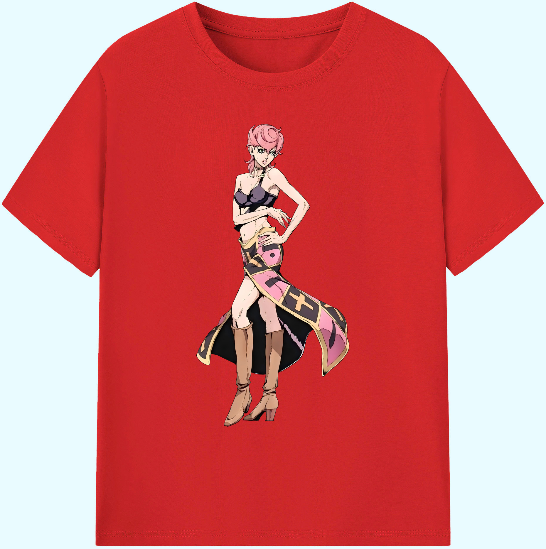 （画像用） ジョジョの奇妙な冒険 トリッシュ?ウナ JoJo's Bizarre Adventure Trish Una 綿100％ メンズ半袖Tシャツ｜肌触りやわらか＆通気性