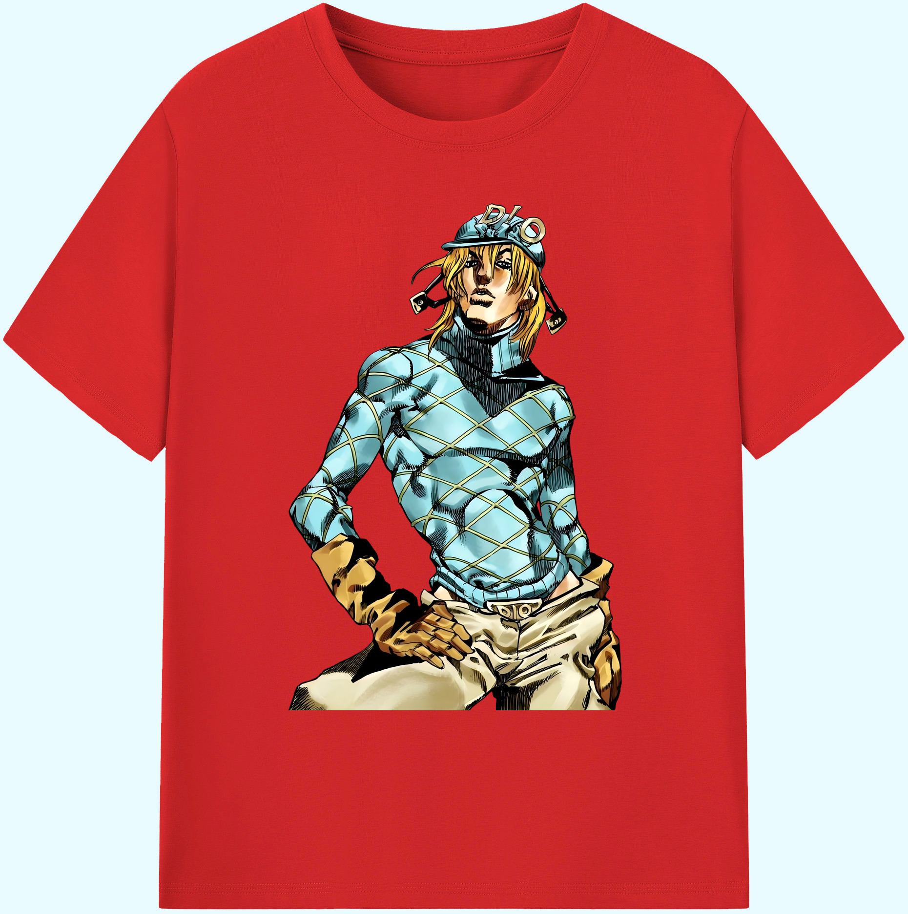 （画像用） ジョジョの奇妙な冒険 ディオ?ブランドー JoJo's Bizarre Adventure Dio Brando 綿100％ メンズ半袖Tシャツ｜肌触りやわらか＆通気性