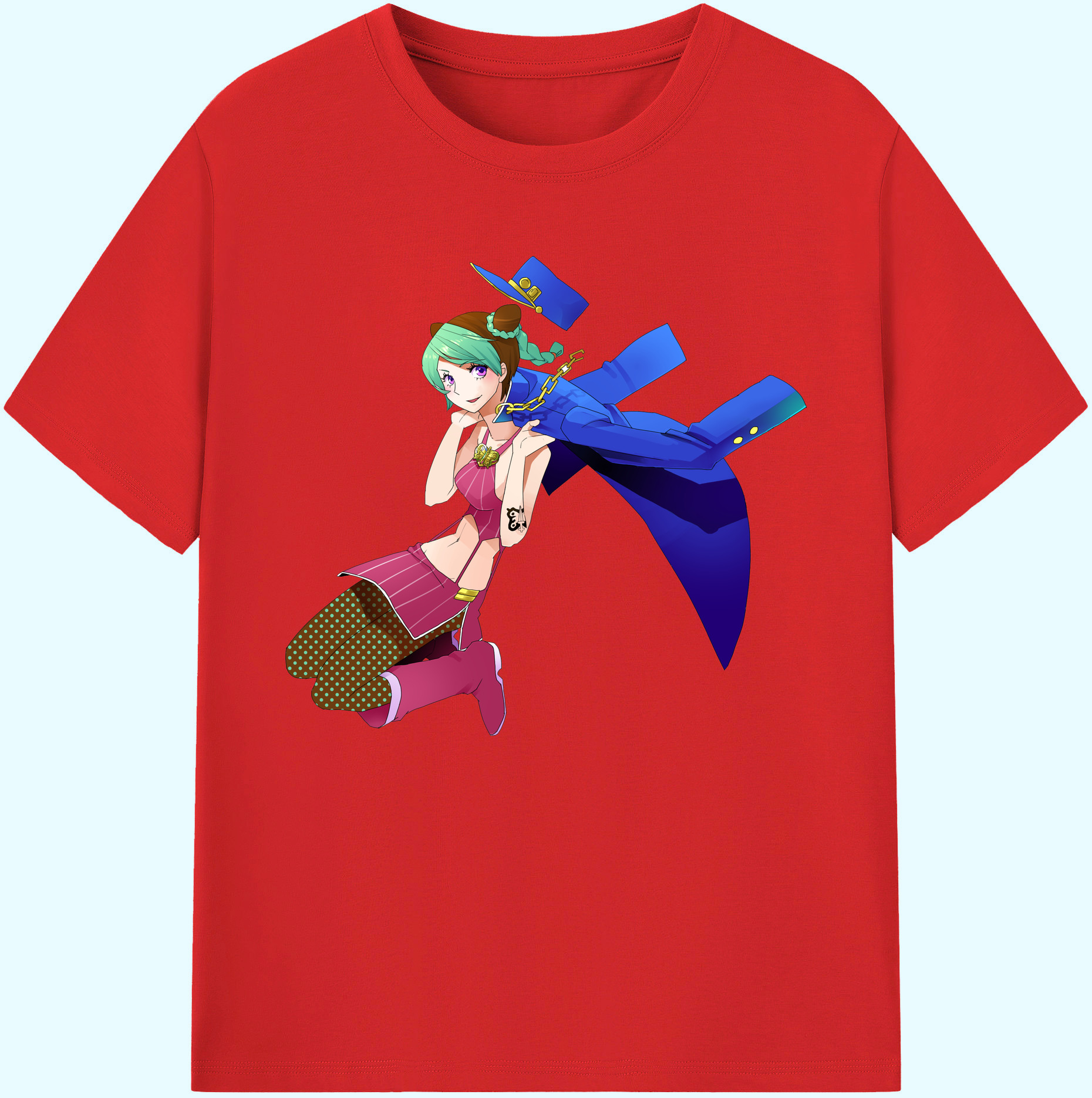 （画像用） "ジョジョの奇妙な冒険 くうじょう ジョリーン JoJo's Bizarre Adventure Jolyne Cujoh " 綿100％ メンズ半袖Tシャツ｜肌触りやわらか＆通気性