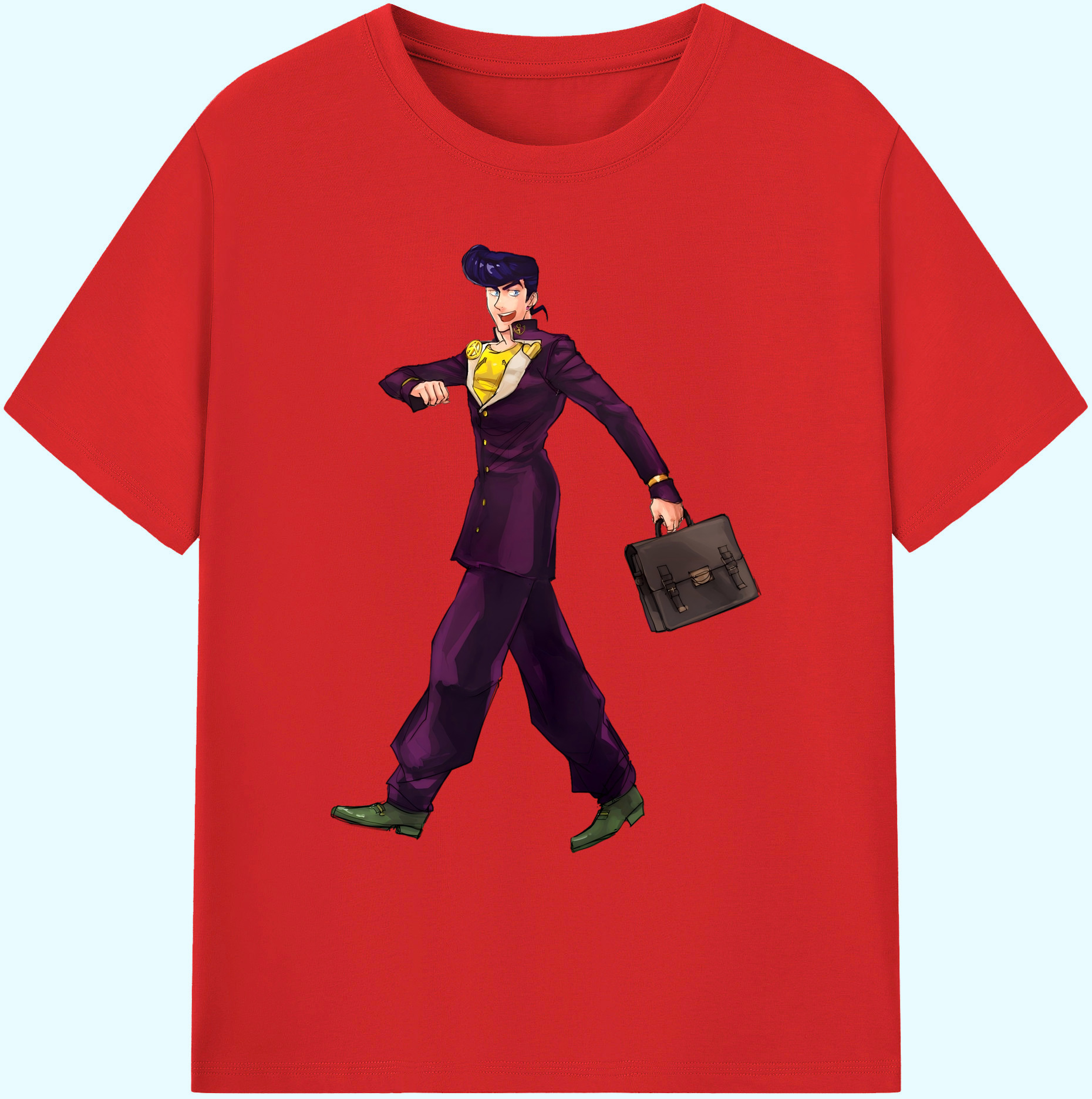 （画像用） ジョジョの奇妙な冒険 ひがしかた じょうすけ JoJo's Bizarre Adventure Higashikata Josuke 綿100％ メンズ半袖Tシャツ｜肌触りやわらか＆通気性