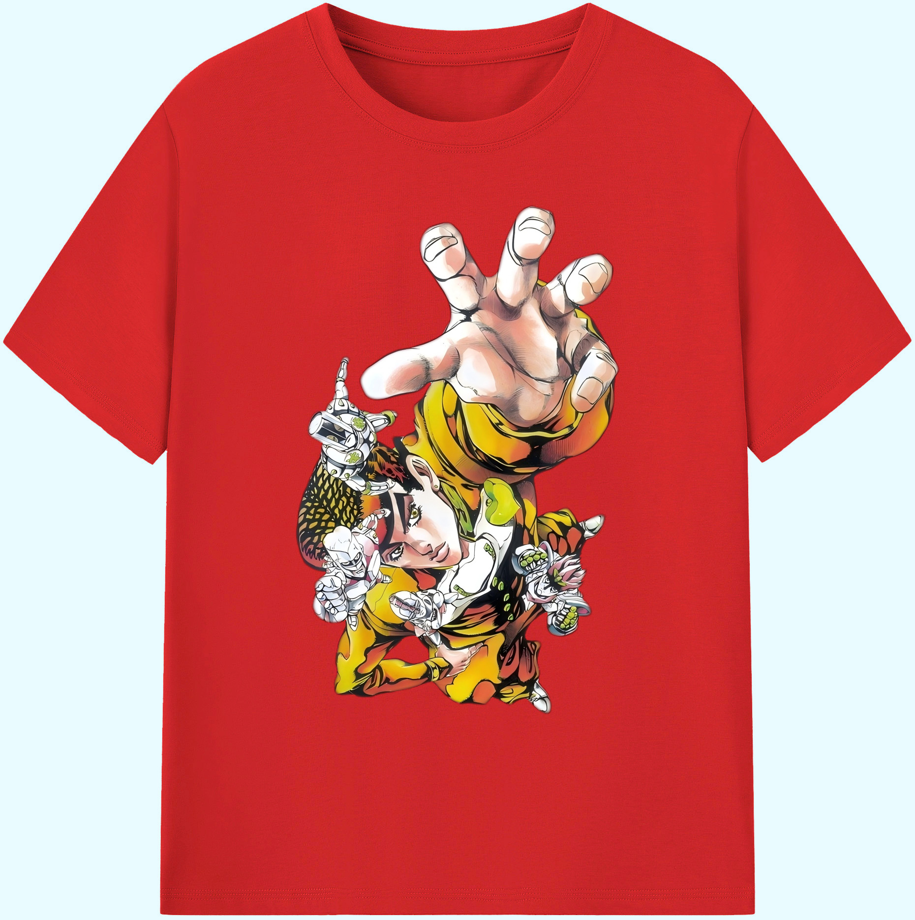 （画像用） ジョジョの奇妙な冒険 ひがしかた じょうすけ JoJo's Bizarre Adventure Higashikata Josuke 綿100％ メンズ半袖Tシャツ｜肌触りやわらか＆通気性