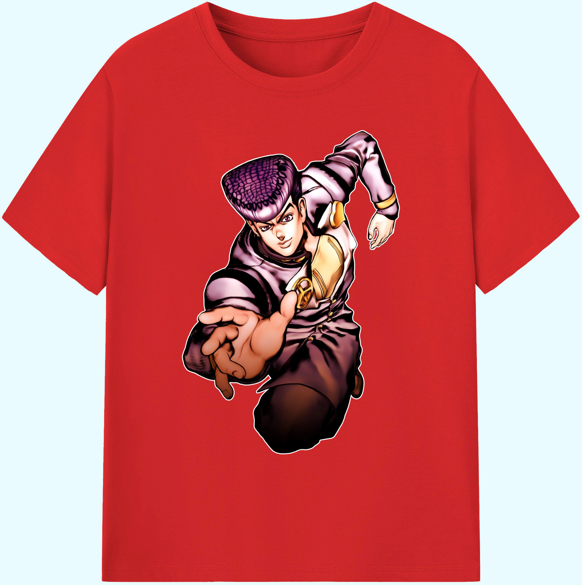（画像用） ジョジョの奇妙な冒険 ひがしかた じょうすけ JoJo's Bizarre Adventure Higashikata Josuke 綿100％ メンズ半袖Tシャツ｜肌触りやわらか＆通気性