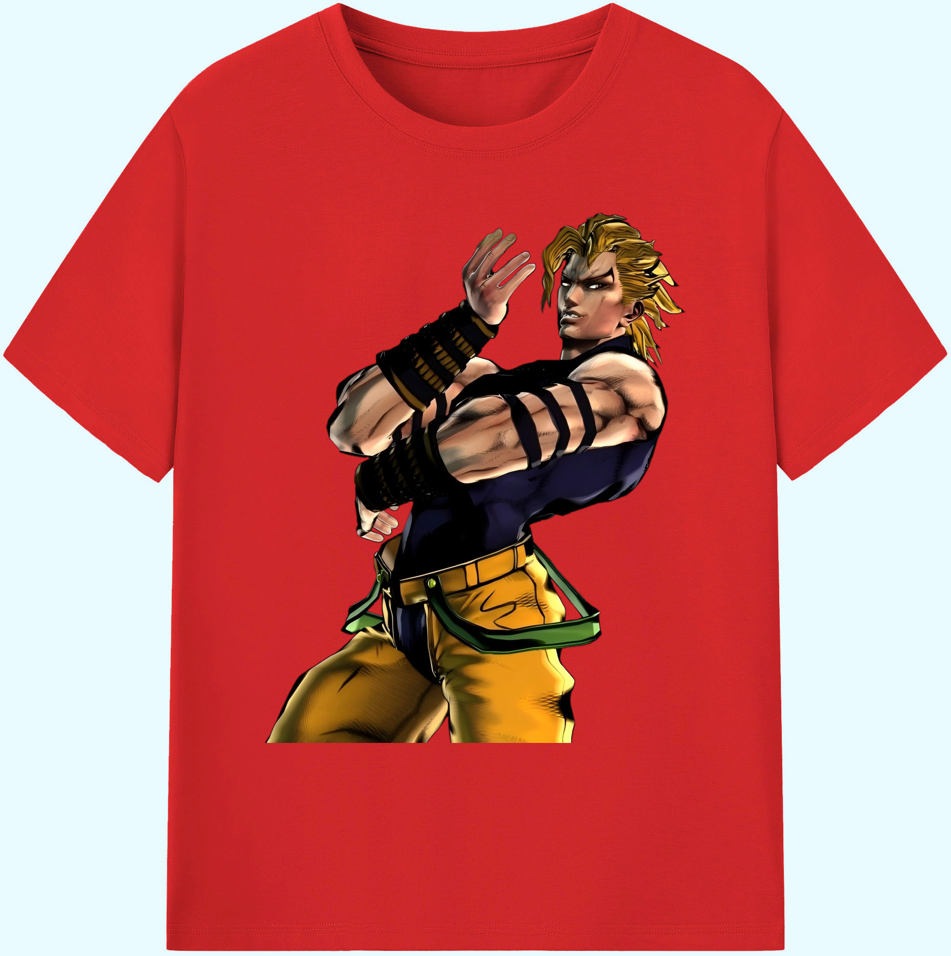 （画像用） ジョジョの奇妙な冒険 ディオ?ブランドー JoJo's Bizarre Adventure Dio Brando 綿100％ メンズ半袖Tシャツ｜肌触りやわらか＆通気性