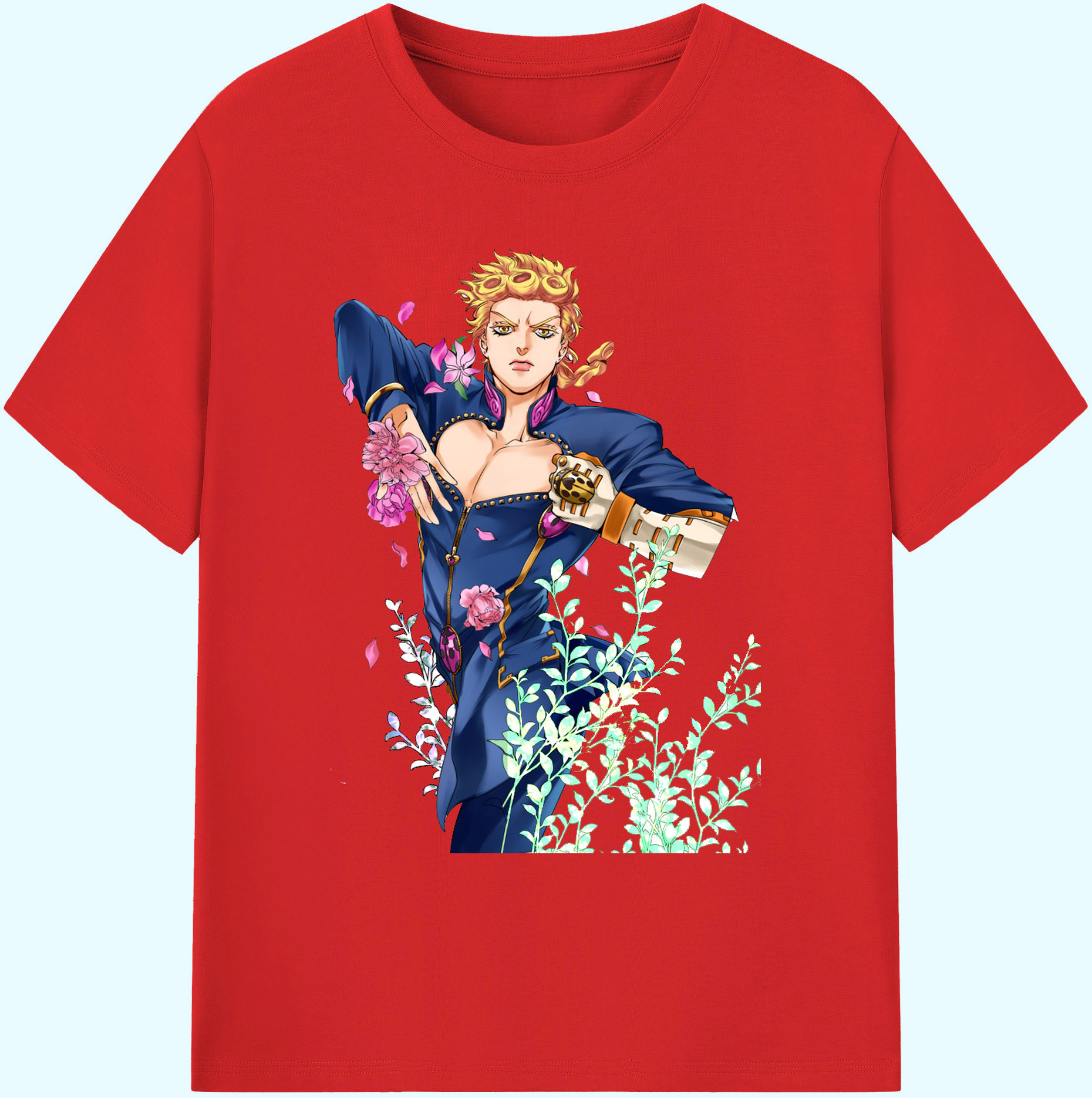 （画像用） ジョジョの奇妙な冒険 ジョルノ?ジョバァーナ JoJo's Bizarre Adventure Giorno Giovanna 綿100％ メンズ半袖Tシャツ｜肌触りやわらか＆通気性