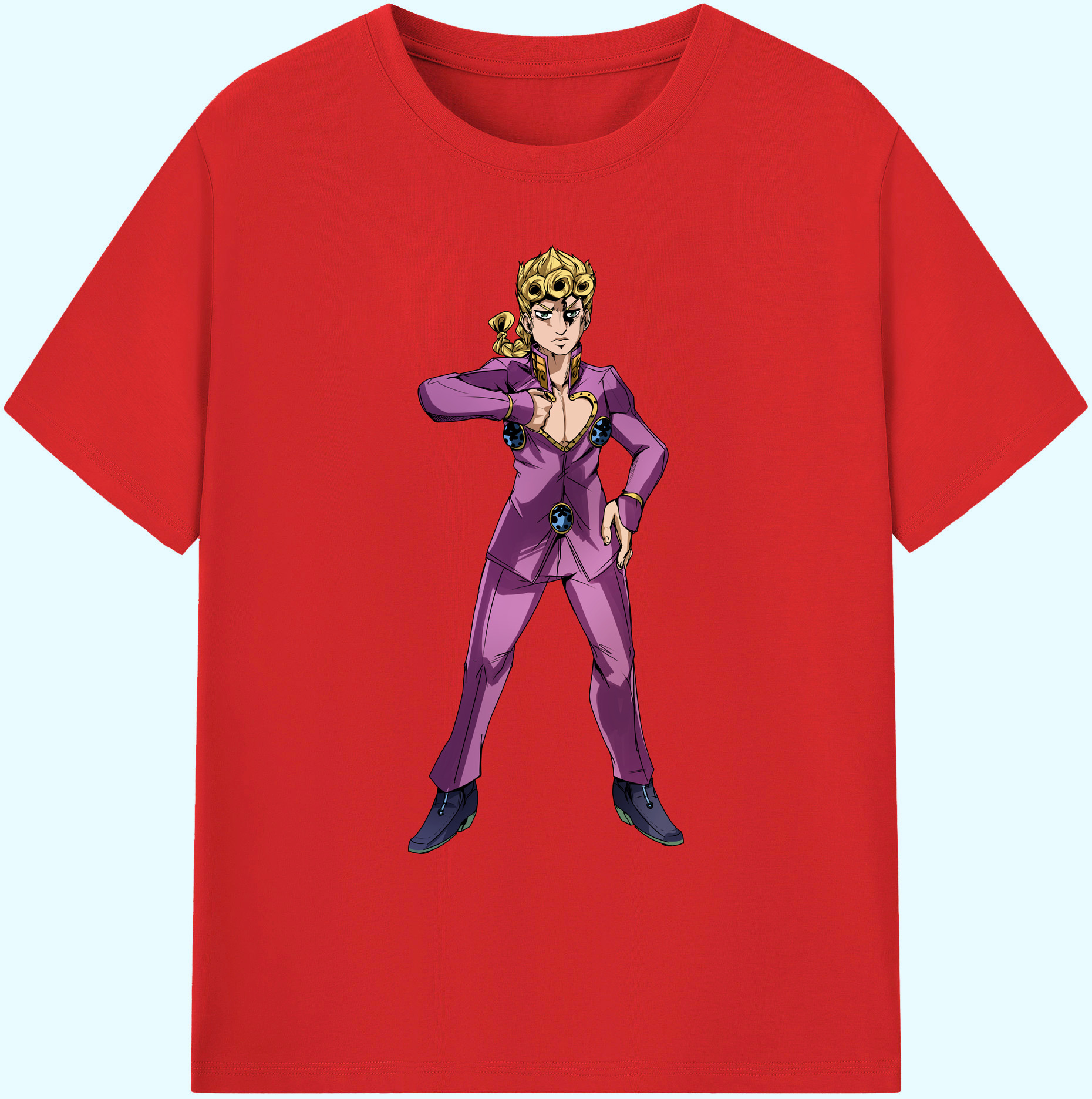 （画像用） ジョジョの奇妙な冒険 ジョルノ?ジョバァーナ JoJo's Bizarre Adventure Giorno Giovanna 綿100％ メンズ半袖Tシャツ｜肌触りやわらか＆通気性