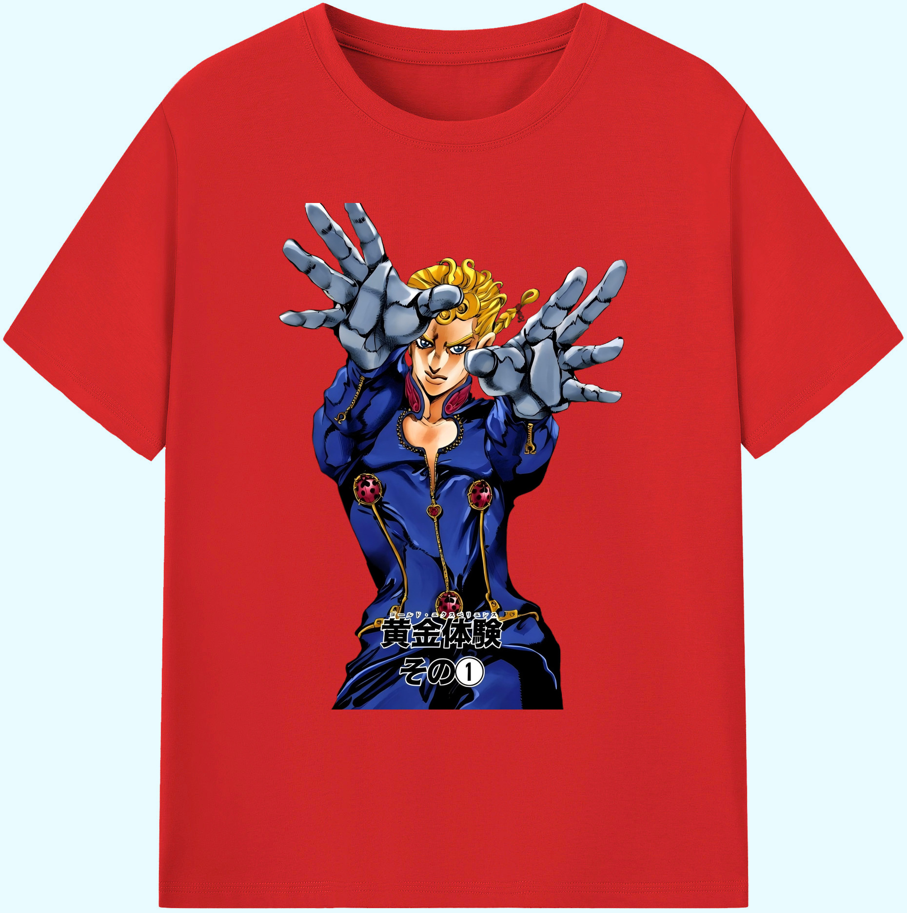 （画像用） ジョジョの奇妙な冒険 ジョルノ?ジョバァーナ JoJo's Bizarre Adventure Giorno Giovanna 綿100％ メンズ半袖Tシャツ｜肌触りやわらか＆通気性