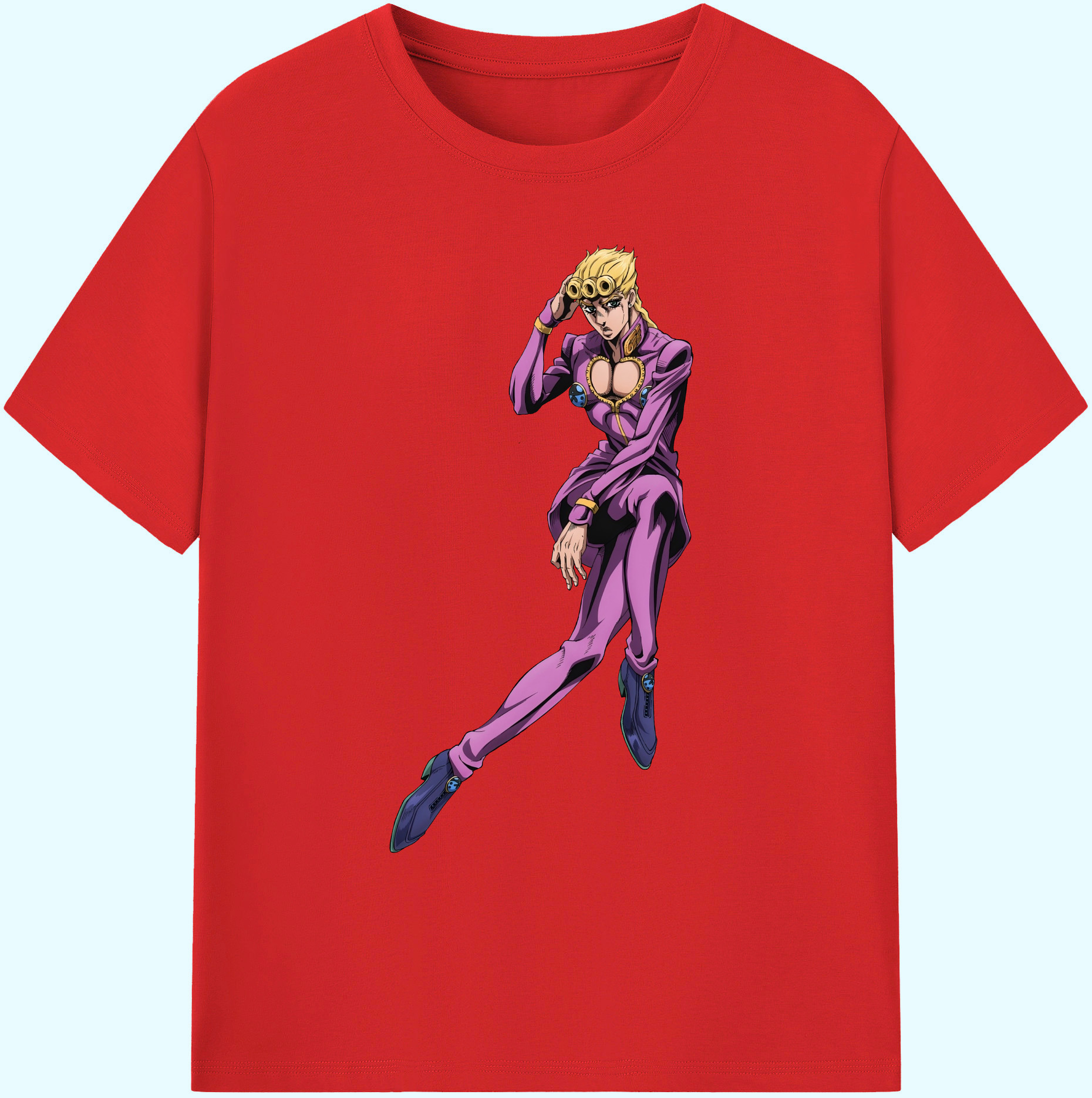 （画像用） ジョジョの奇妙な冒険 ジョルノ?ジョバァーナ JoJo's Bizarre Adventure Giorno Giovanna 綿100％ メンズ半袖Tシャツ｜肌触りやわらか＆通気性
