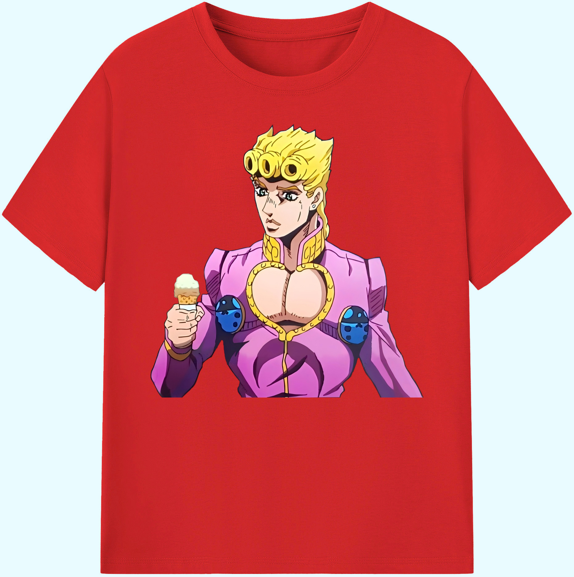 （画像用） ジョジョの奇妙な冒険 ジョルノ?ジョバァーナ JoJo's Bizarre Adventure Giorno Giovanna 綿100％ メンズ半袖Tシャツ｜肌触りやわらか＆通気性