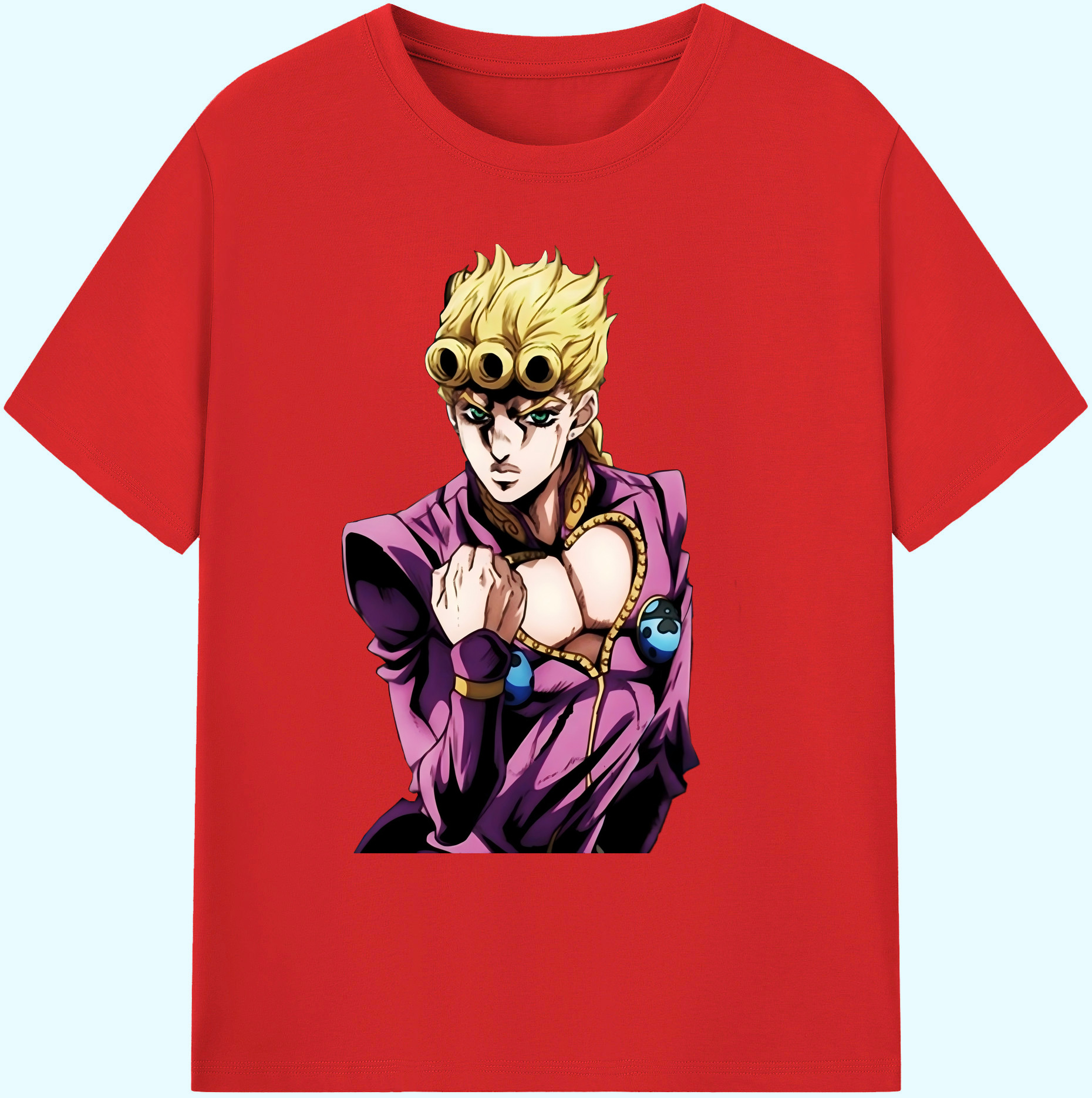（画像用） ジョジョの奇妙な冒険 ジョルノ?ジョバァーナ JoJo's Bizarre Adventure Giorno Giovanna 綿100％ メンズ半袖Tシャツ｜肌触りやわらか＆通気性