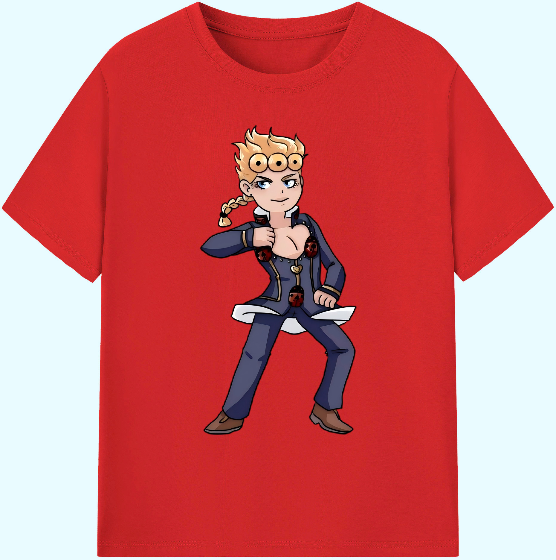 （画像用） ジョジョの奇妙な冒険 ジョルノ?ジョバァーナ JoJo's Bizarre Adventure Giorno Giovanna 綿100％ メンズ半袖Tシャツ｜肌触りやわらか＆通気性