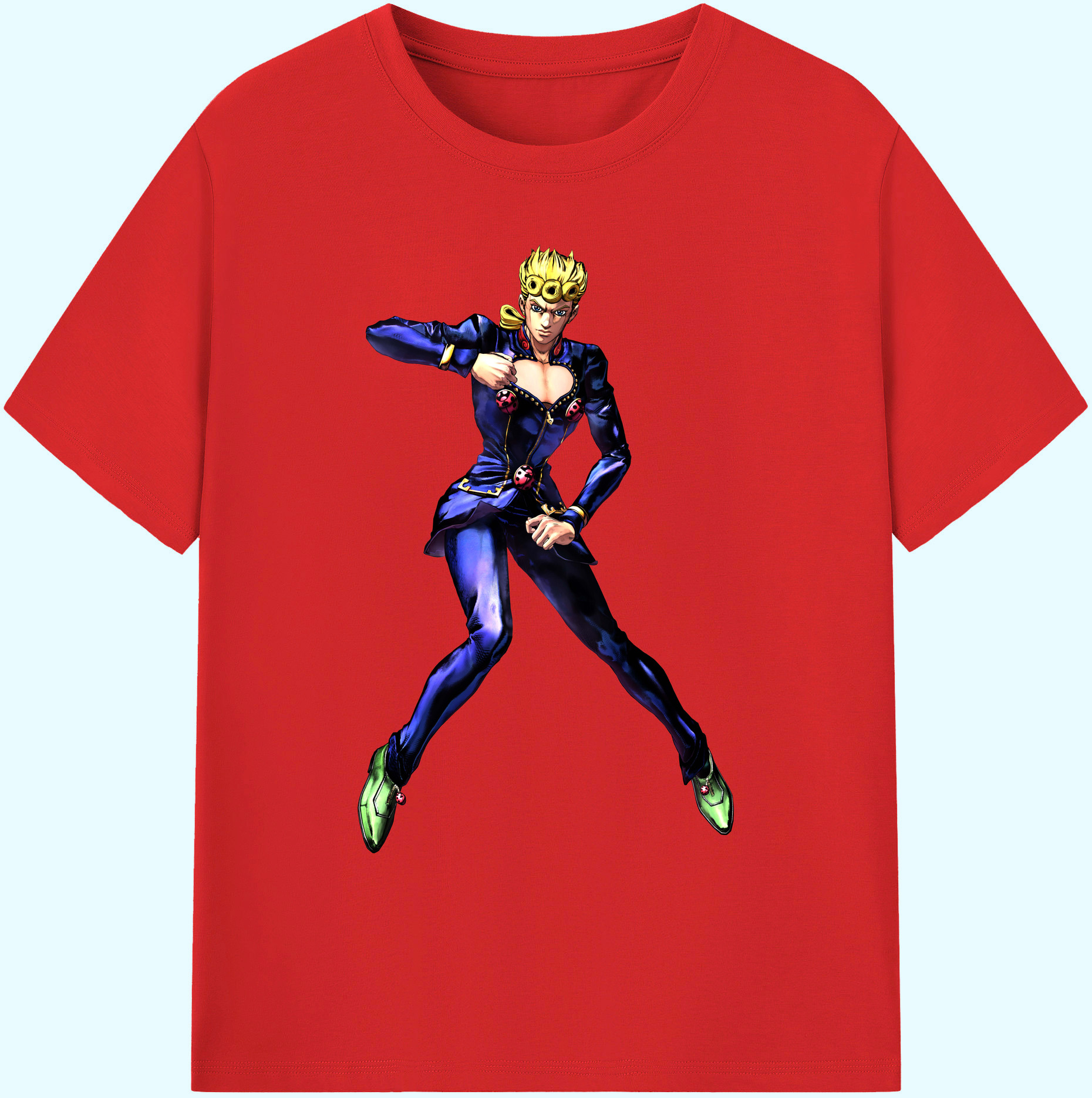 （画像用） ジョジョの奇妙な冒険 ジョルノ?ジョバァーナ JoJo's Bizarre Adventure Giorno Giovanna 綿100％ メンズ半袖Tシャツ｜肌触りやわらか＆通気性