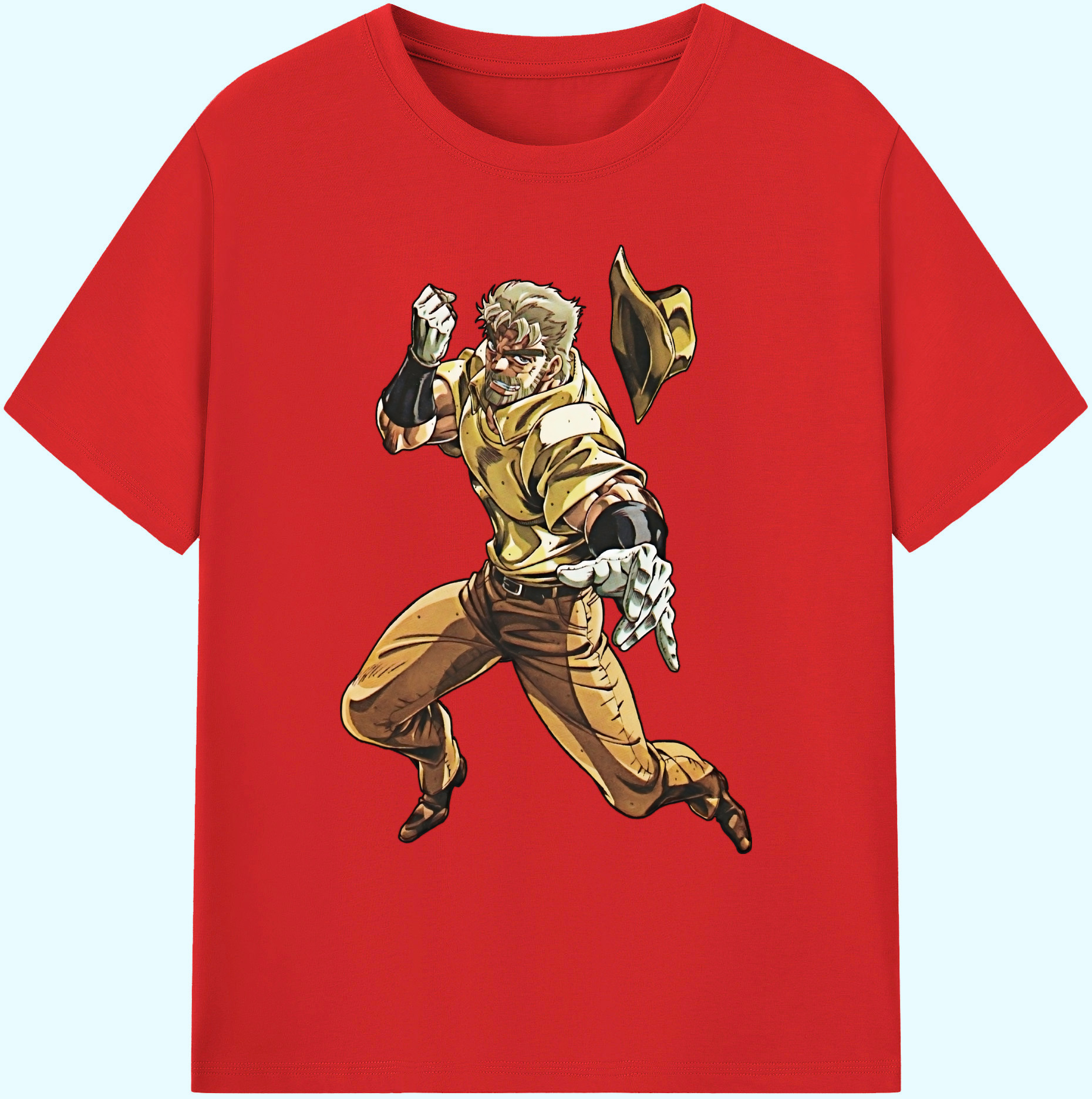 （画像用） ジョジョの奇妙な冒険 ジョセフ?ジョースター JoJo's Bizarre Adventure Joseph Joestar 綿100％ メンズ半袖Tシャツ｜肌触りやわらか＆通気性
