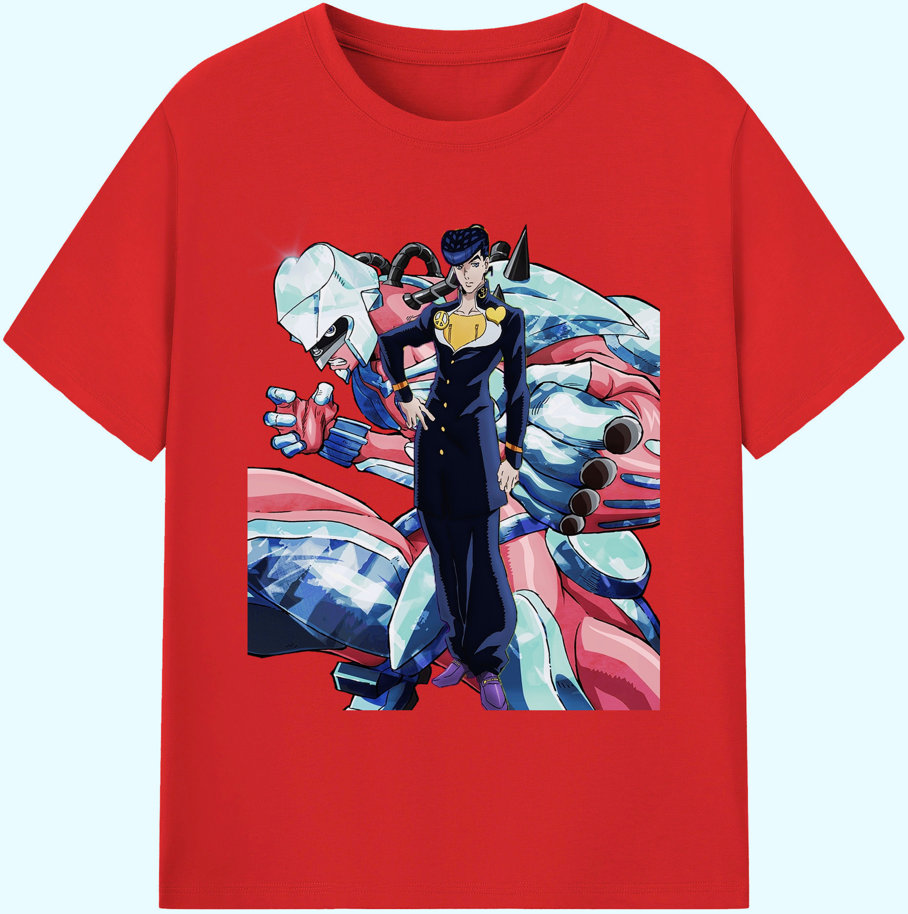 （画像用） ジョジョの奇妙な冒険 ひがしかた じょうすけ JoJo's Bizarre Adventure Higashikata Josuke 綿100％ メンズ半袖Tシャツ｜肌触りやわらか＆通気性