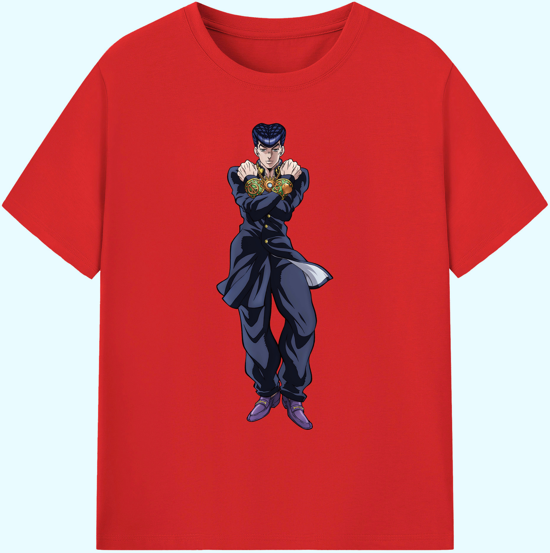 （画像用） ジョジョの奇妙な冒険 ひがしかた じょうすけ JoJo's Bizarre Adventure Higashikata Josuke 綿100％ メンズ半袖Tシャツ｜肌触りやわらか＆通気性