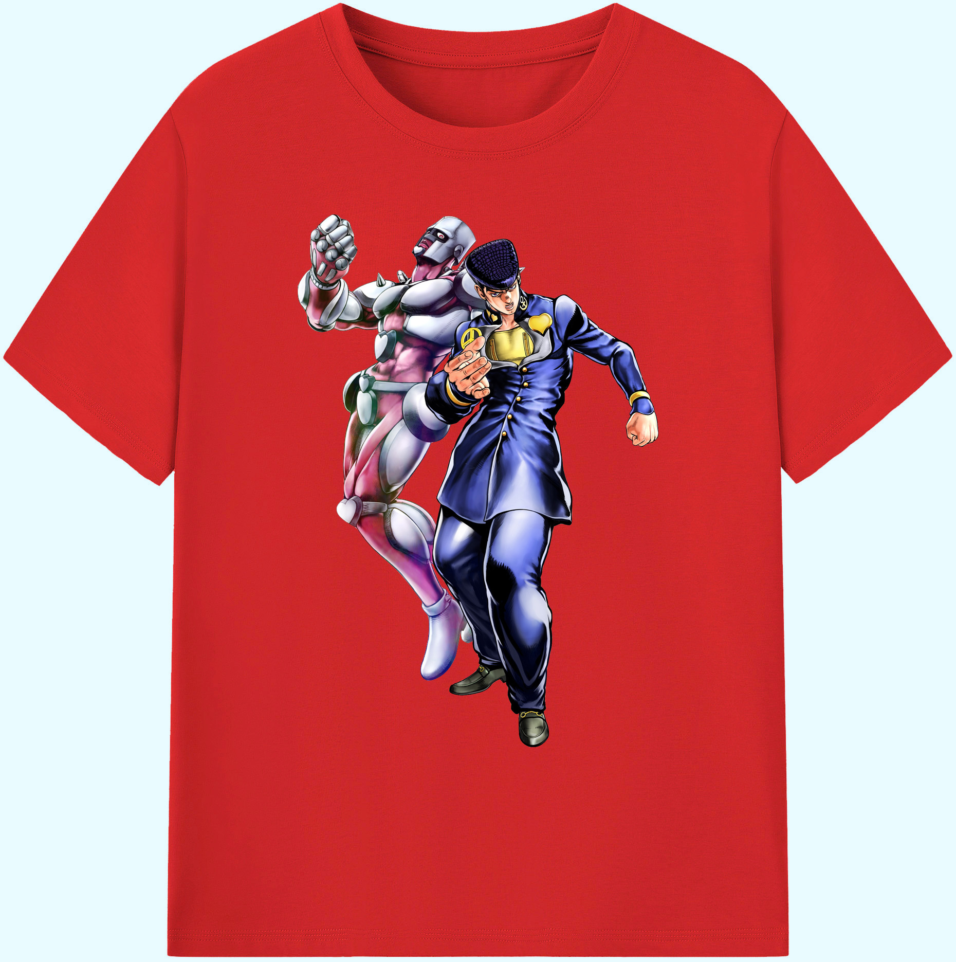 （画像用） ジョジョの奇妙な冒険 ひがしかた じょうすけ JoJo's Bizarre Adventure Higashikata Josuke 綿100％ メンズ半袖Tシャツ｜肌触りやわらか＆通気性
