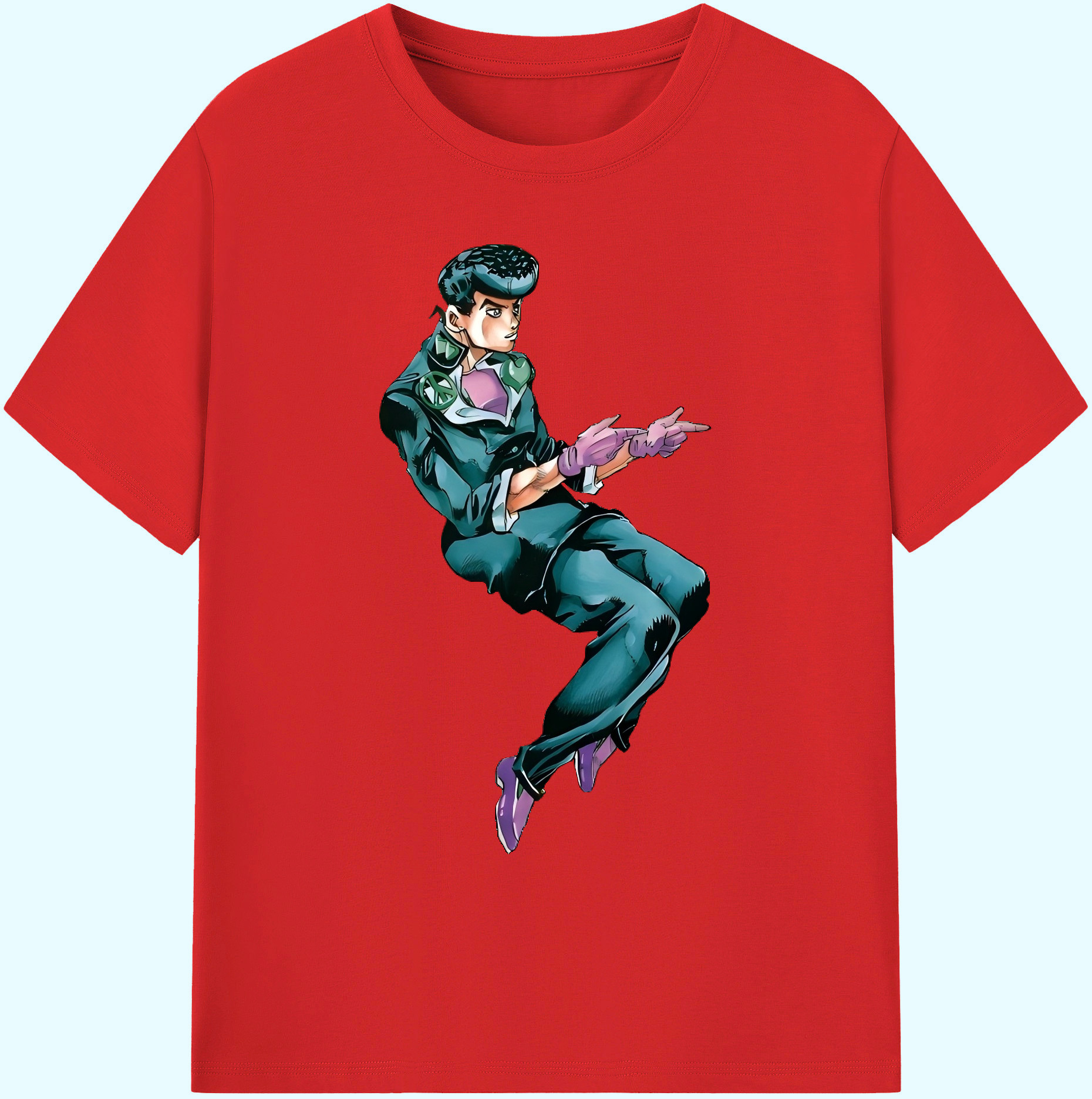 （画像用） ジョジョの奇妙な冒険 ひがしかた じょうすけ JoJo's Bizarre Adventure Higashikata Josuke 綿100％ メンズ半袖Tシャツ｜肌触りやわらか＆通気性