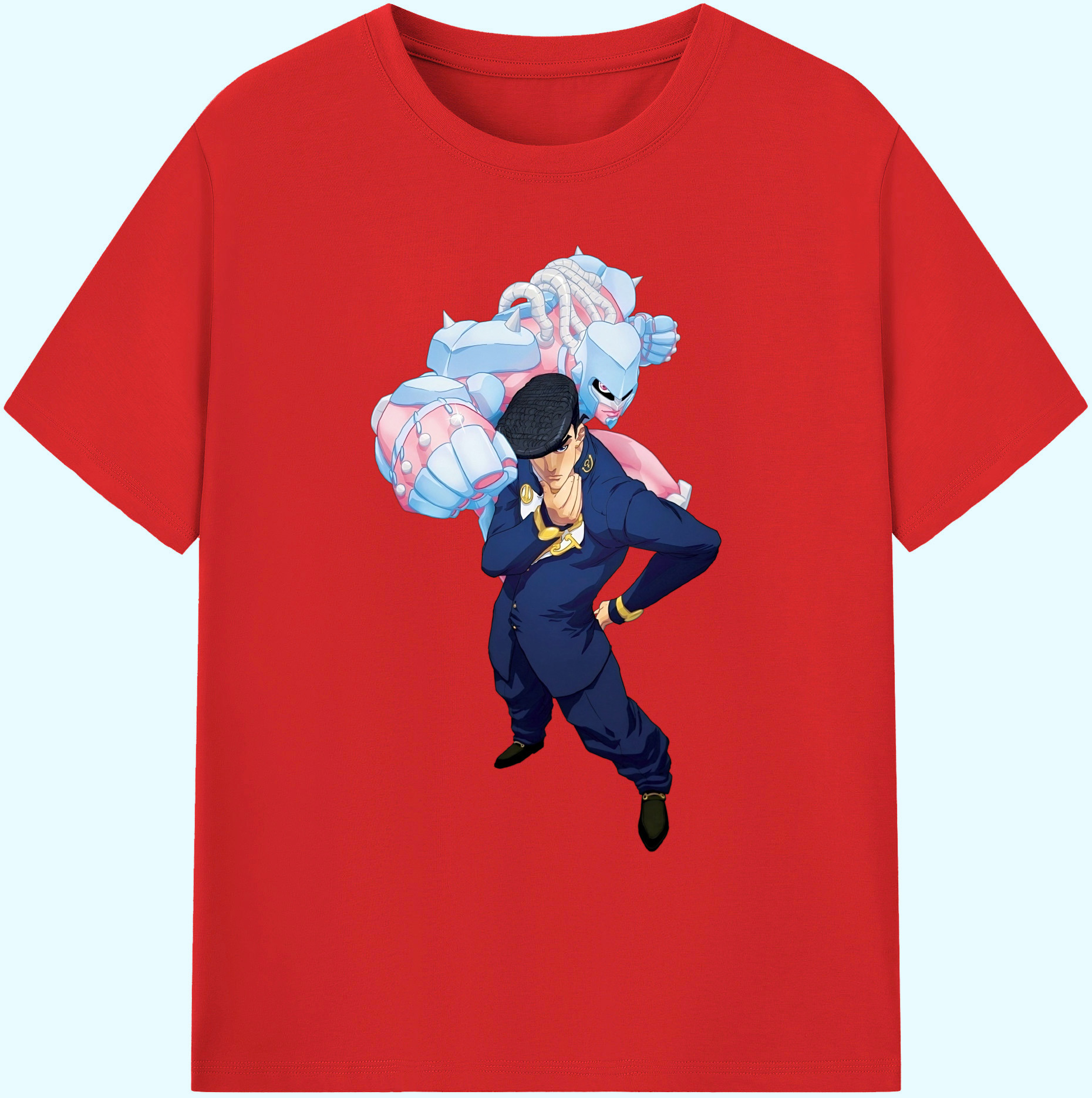 （画像用） ジョジョの奇妙な冒険 ひがしかた じょうすけ JoJo's Bizarre Adventure Higashikata Josuke 綿100％ メンズ半袖Tシャツ｜肌触りやわらか＆通気性